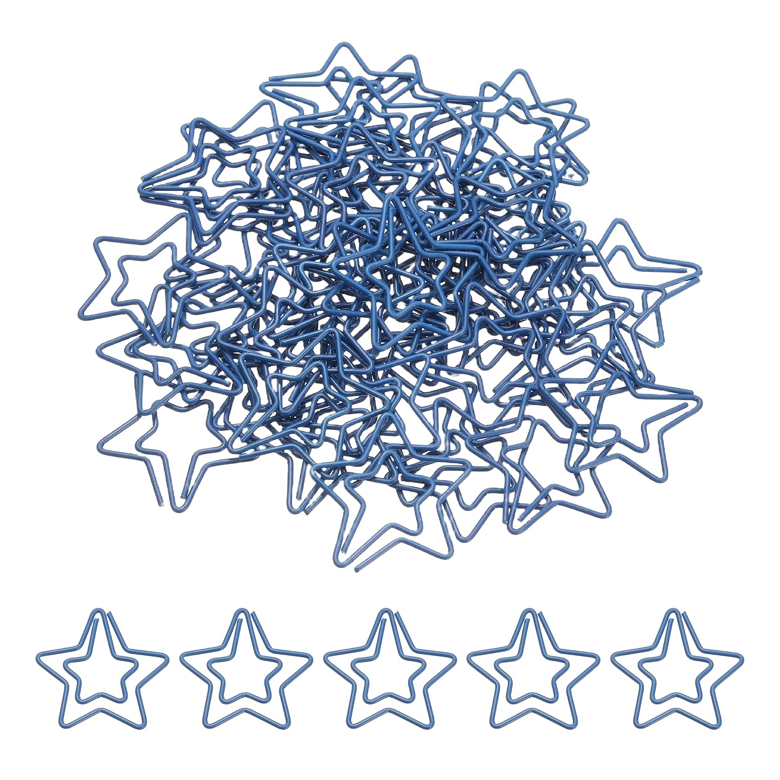 PATIKIL 100pcs Paper Clip, Star Paper Clip Small Cute Rust-Proof Metal Planner Bookmarks for Office Home Rust-Proof Metal Planner Bookmarks for Office Home, 29mm, Blue