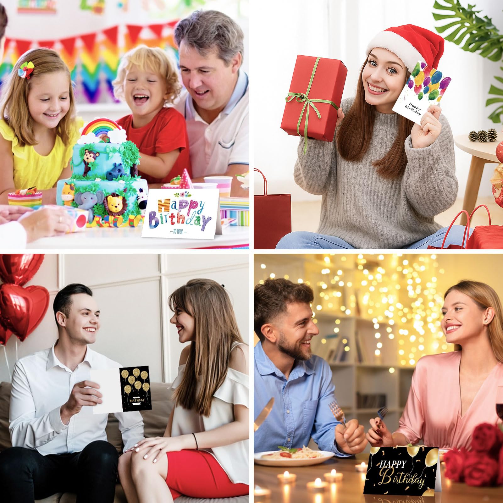 Lot de 24 Cartes d'anniversaire avec Enveloppe et Autocollants, Carte de Vœux Anniversaire Femme Homme Enfants