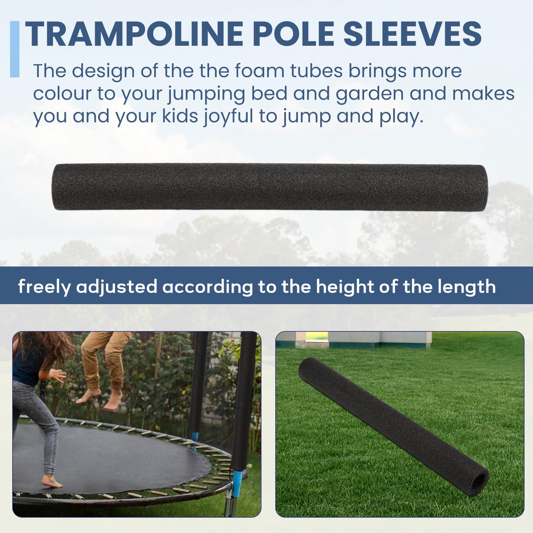 12 Pezzi per Trampolino in Schiuma, Manicotti per Trampolino in gommapiuma, Nero