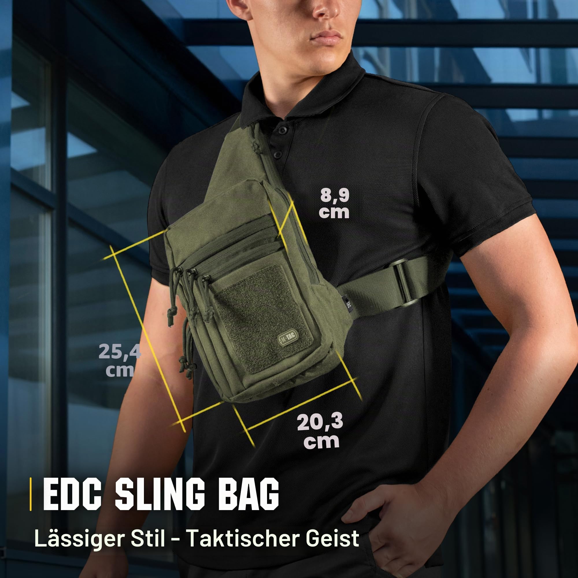 M-Tac Schultertasche mit Pistolenholster – Taktische Umhängetasche Olive aus 600D Polyester mit Klettverschluss & verstellbarem Gurt | Verdecktes Tragen, Outdoor, EDC