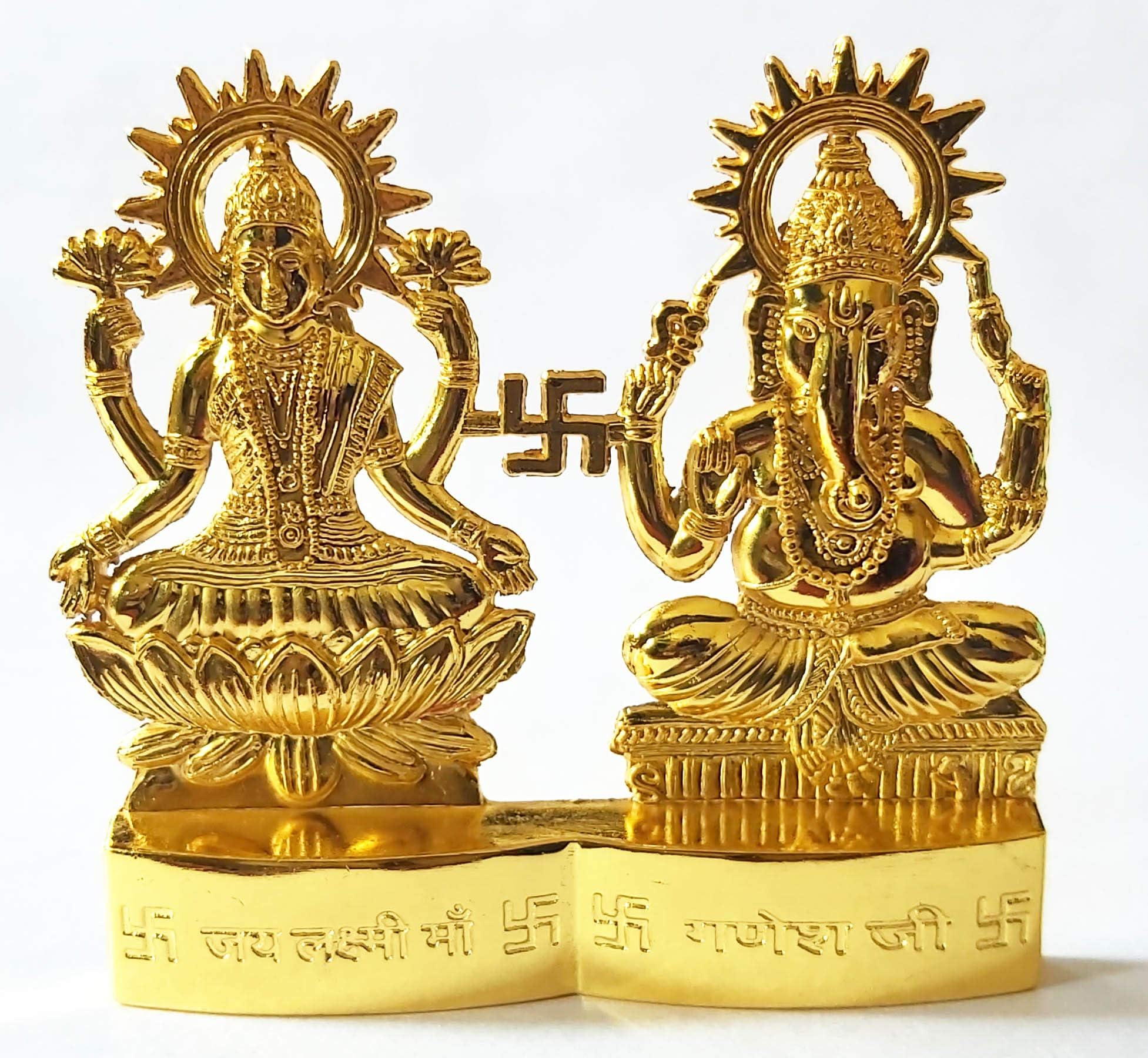 PARIJAT HANDICRAFT 4-Inch Hindu god Lakshmi Ganesha Metal Figurine Statue Idol murti Set for Home Indian Diwali Festival Pooja puja dรฉcor Indian Gift Items