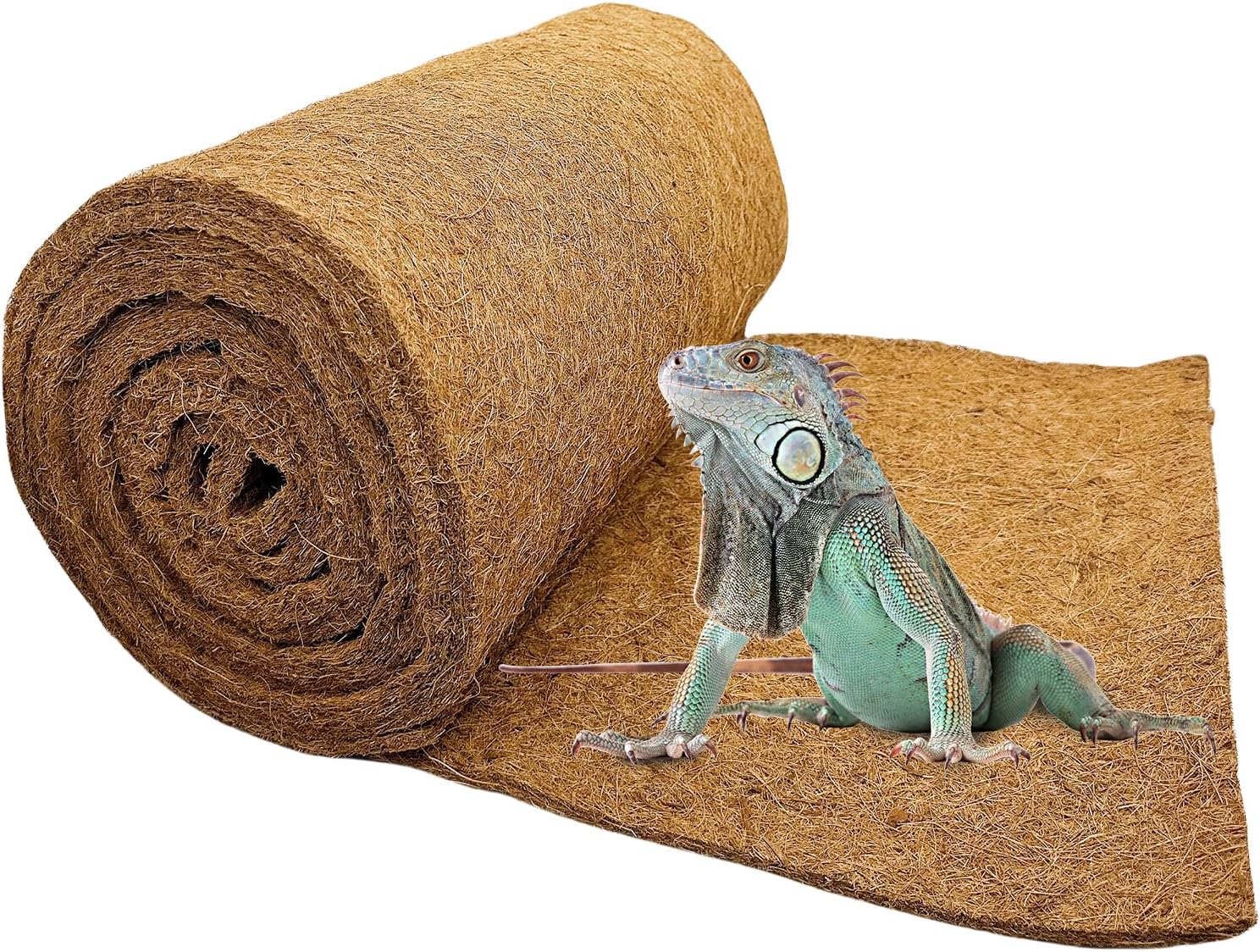 Hamiledyi 157×15.7in Reptile Carpet Coconut Fiber Substrate Large Coco Liner Roll Lizard Cage Mat Natural Coco Fiber Bedding for Bearded Dragon Turtles Iguana Tortoise Pad Garden Decoration