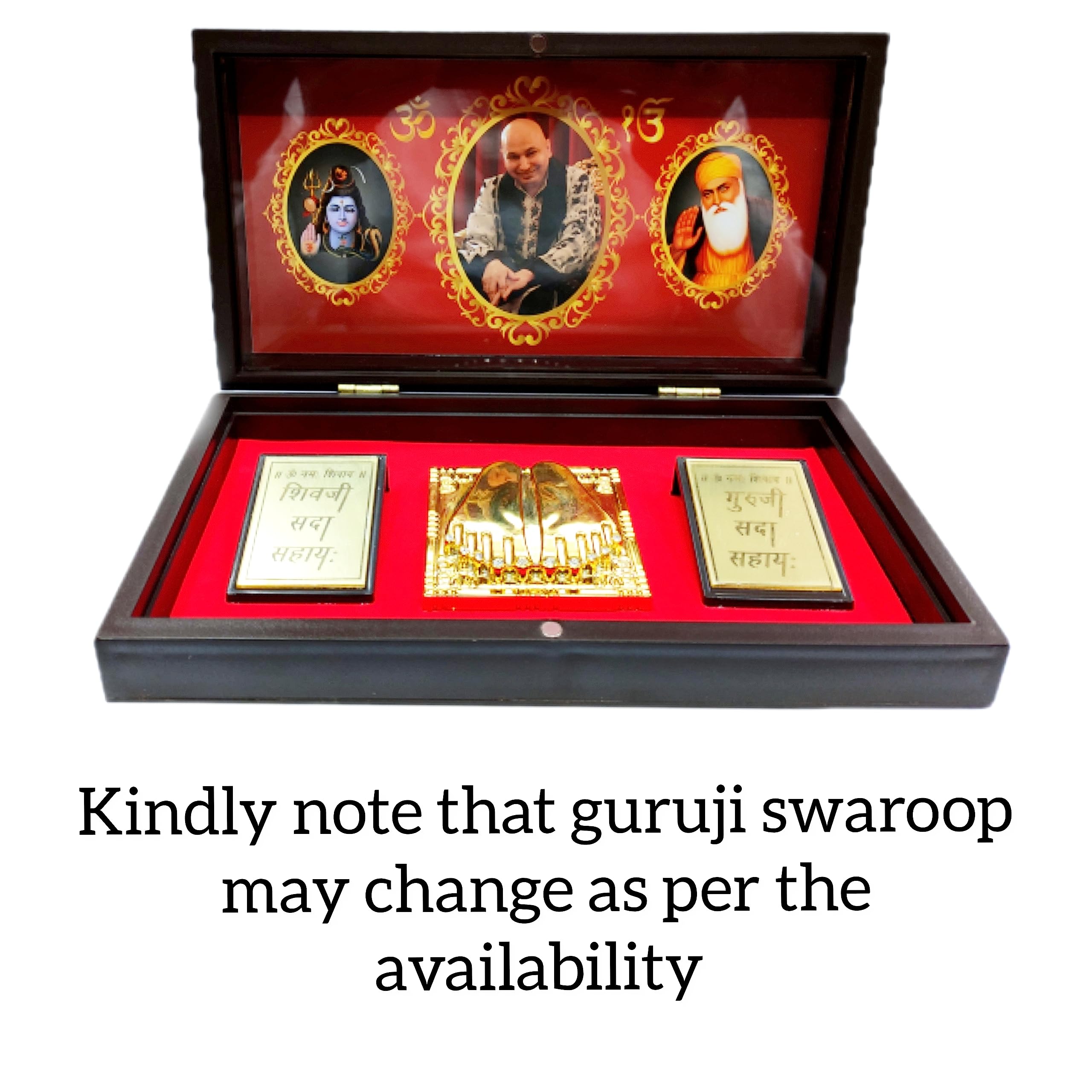 MAPLE Guru Ji Charan Paduka |Guruji Swaroop for Mandir | Wooden Gold Plated | Guru Ji Devotional Charan Paduka | Guru Ji Prayer Box With Mahadev And Waheguru | Divine Fragrance (Large Size) - Image 5 thumbnail