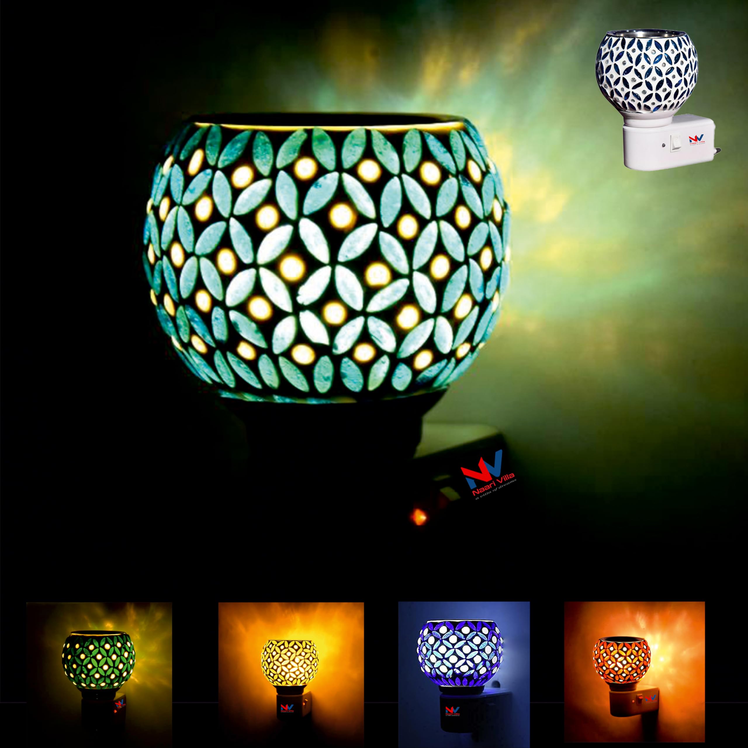 NAARI VILLA Electric Aroma Diffuser, Burner, Kapoor dani and Night Lamp for Beautiful Ambience and Fragrance When Used Camphor, Scented Oil, Laung (Clove) -Firozi (B0CHQPVJZG) Amazon Price History, Amazon Price Tracker