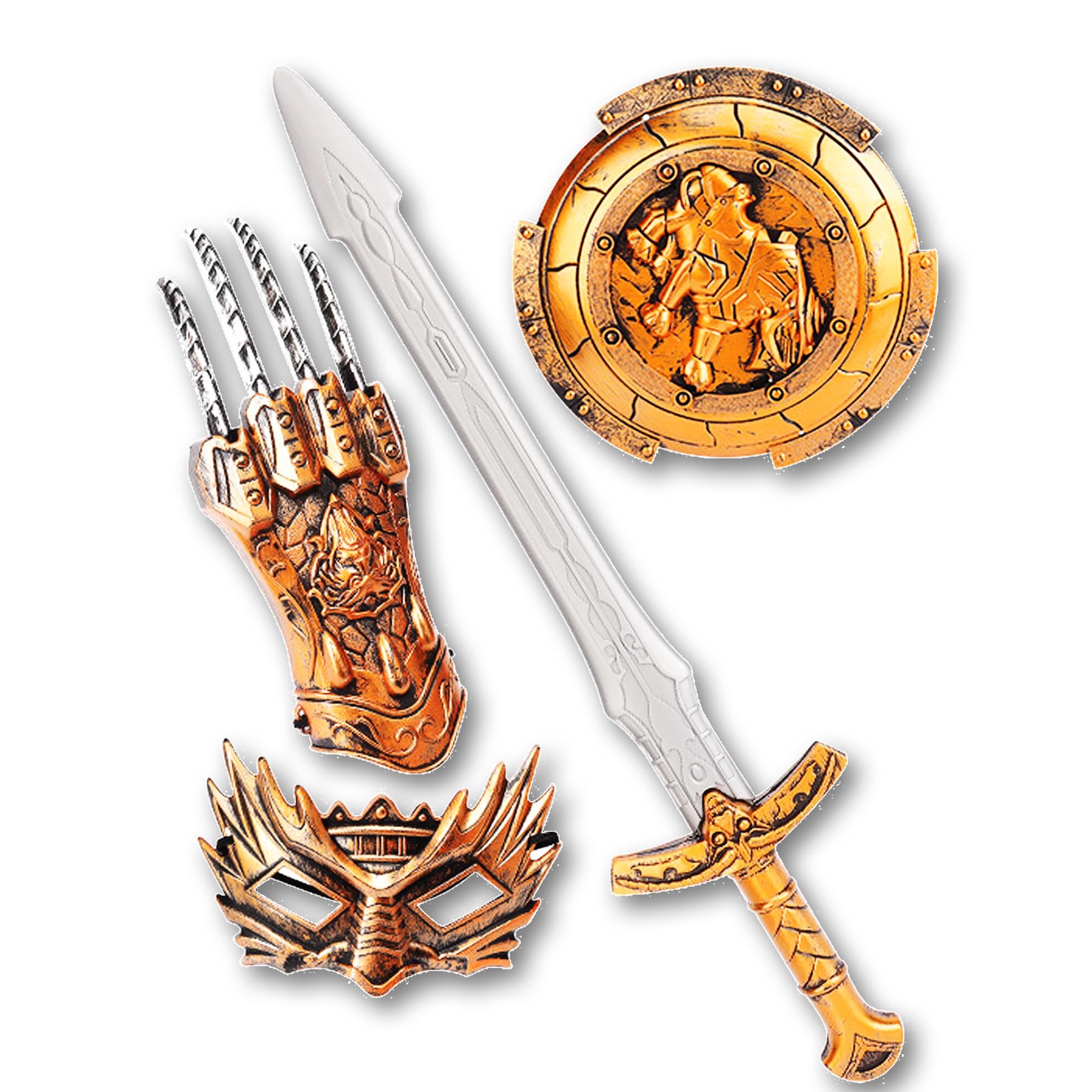 Miss Tiara 4-Piece Plastic Cosplay Toys Sword Mask Shield and Hand Protection Combination Set for Cosplay Costumes Accessories
