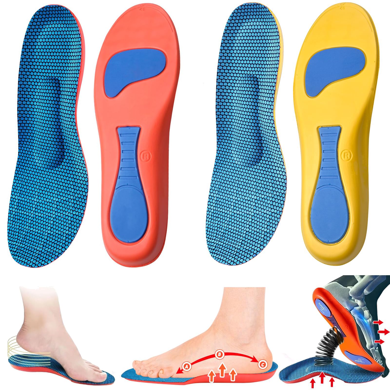 COLEESON2 Pair Orthopedic Insoles for Women, Comfysole Insoles, Comfy Sole Insoles for Bunions, for OverPronation,Flat Feet,Metatarsalgia,Heel Pain, Insoles for Men and Women (39-40)