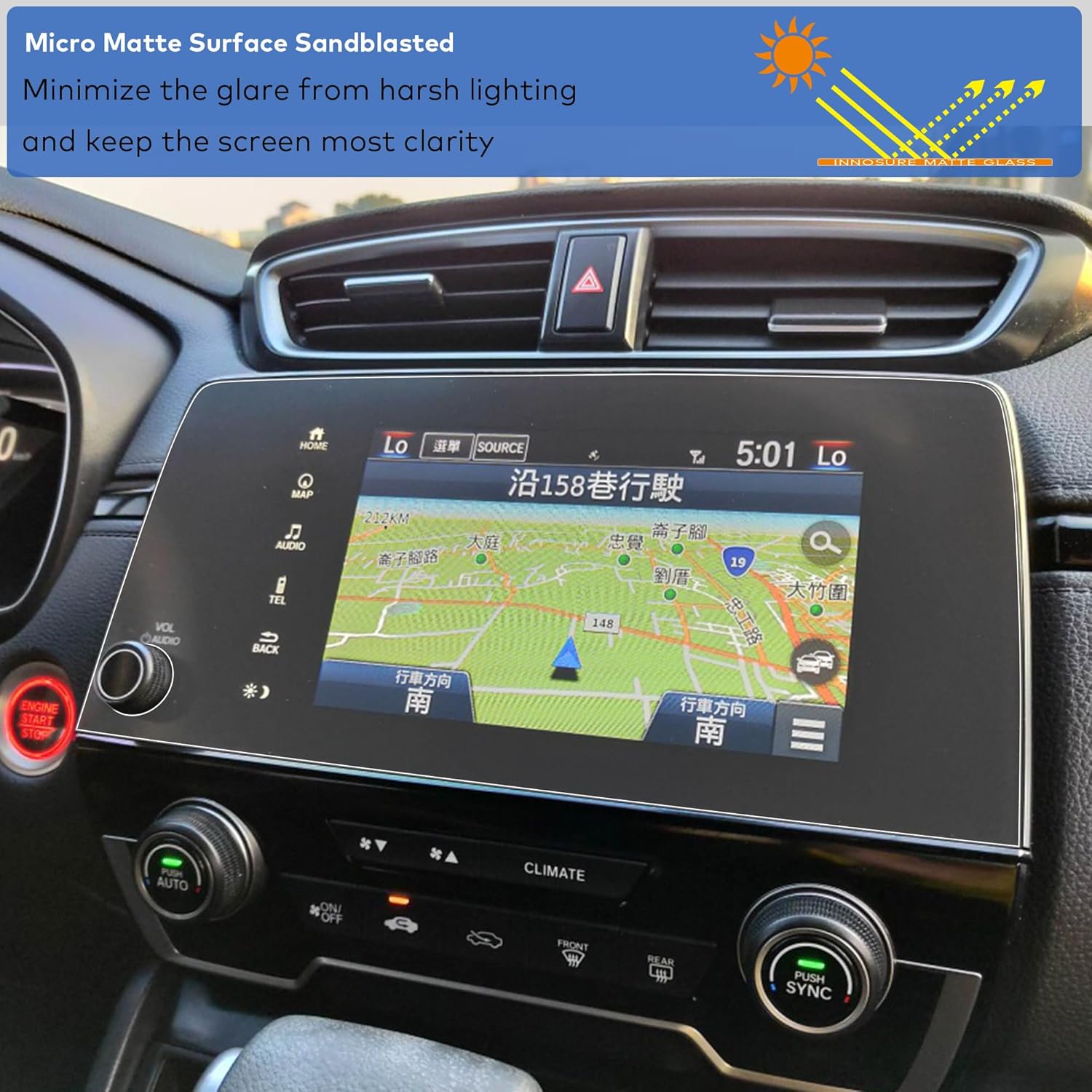 [2-PACK] Premium Tempered Glass Screen Protector designed for Honda CR-V - EX/EX-L/Touring 7-Inch CRV Touchscreen 2017 2018 2019 2020 2021 2022 Anti Glare (Matte)