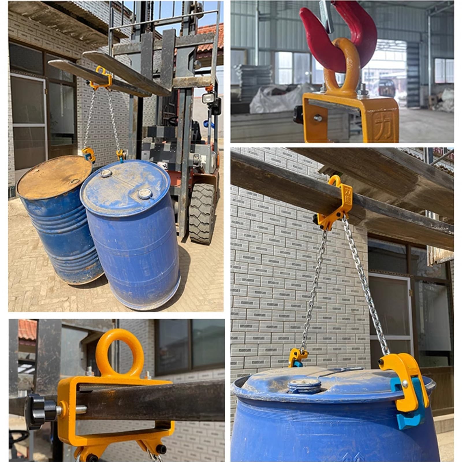 Catena in acciaio resistente con ganci, catena di traino sicura per movimentazione dei materiali e attività di sollevamento, attrezzatura affidabile e durevole per uso in officina