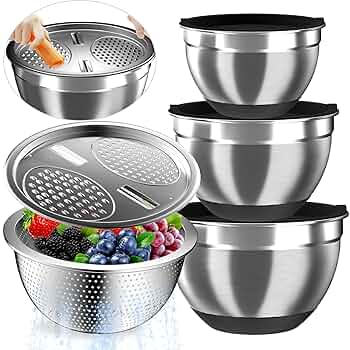 Amazon | 密閉蓋付きミキシングボウル、ステンレススチール