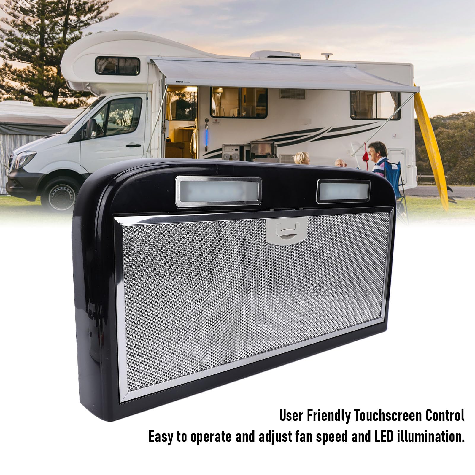 Jonlaki Hotte de Cuisine pour Camping-car, 3 Vitesses Réglables, 12V, avec écran Tactile, Lumière LED, pour Camping-car, Yachts, Petits Appartements