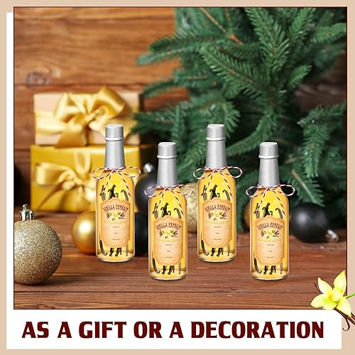 Miniatura 10 de Tioncy 16 botellas de extracto de vainilla de 5 onzas para botellas de vidrio transparente caseras con tapas y bandas retráctiles, extracto de