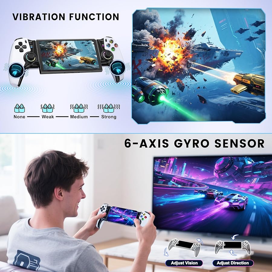 NinjaPlusOX Mobile Gaming Controller for iPhone/Android/Switch 2/Switch/OLED/iPad Mini, Wireless Phone Controller with Hall Joysticks/Hall Triggers/LED, Support Xbox Cloud, Steam Link, Roblox, White - image 7