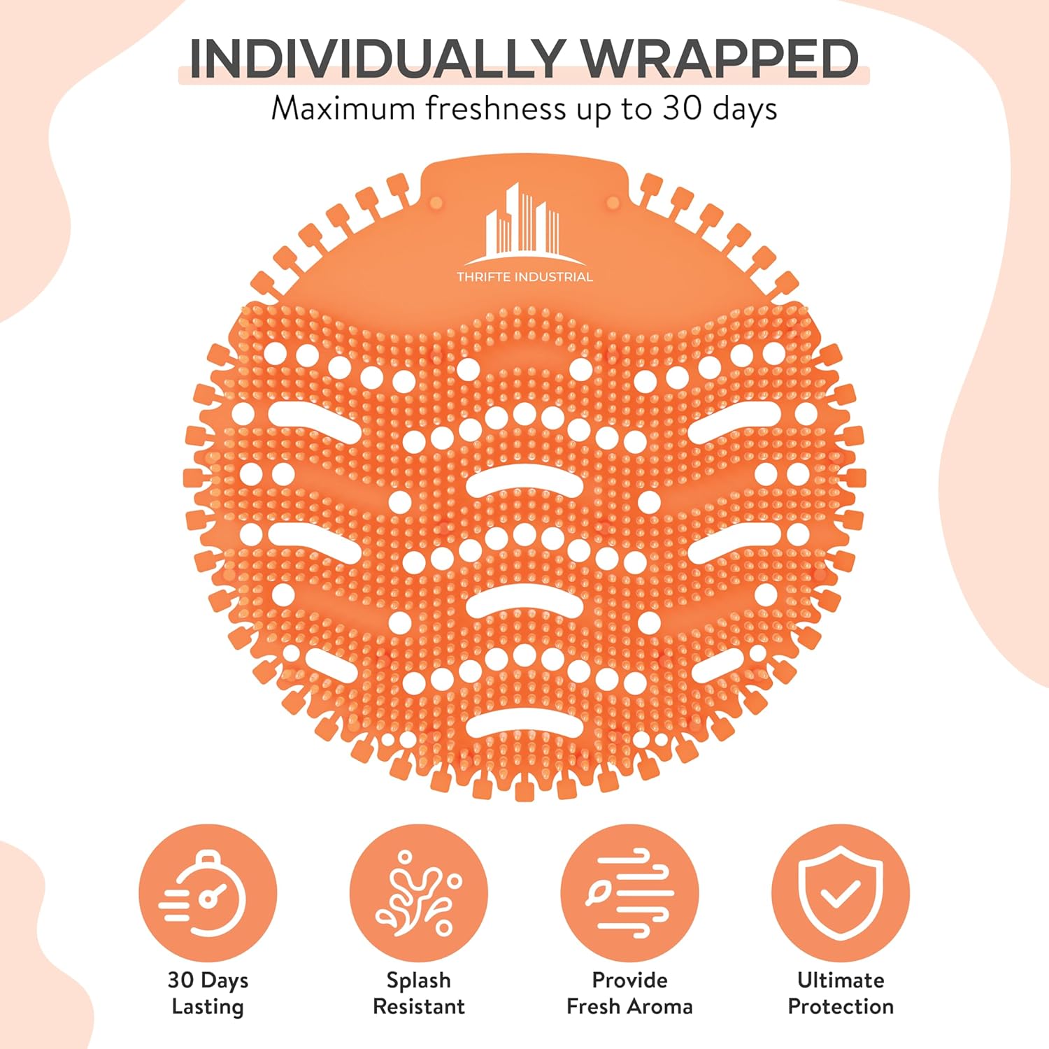 Urinal Cakes Screen Mats Deodorizer/Odor Eliminator, Air Freshener With Splash Guard - Essential School, Office, Restaurants Restroom Cleaning Supplies - 20 Pack (10 Ocean Blue   10 Tangerine Orange)