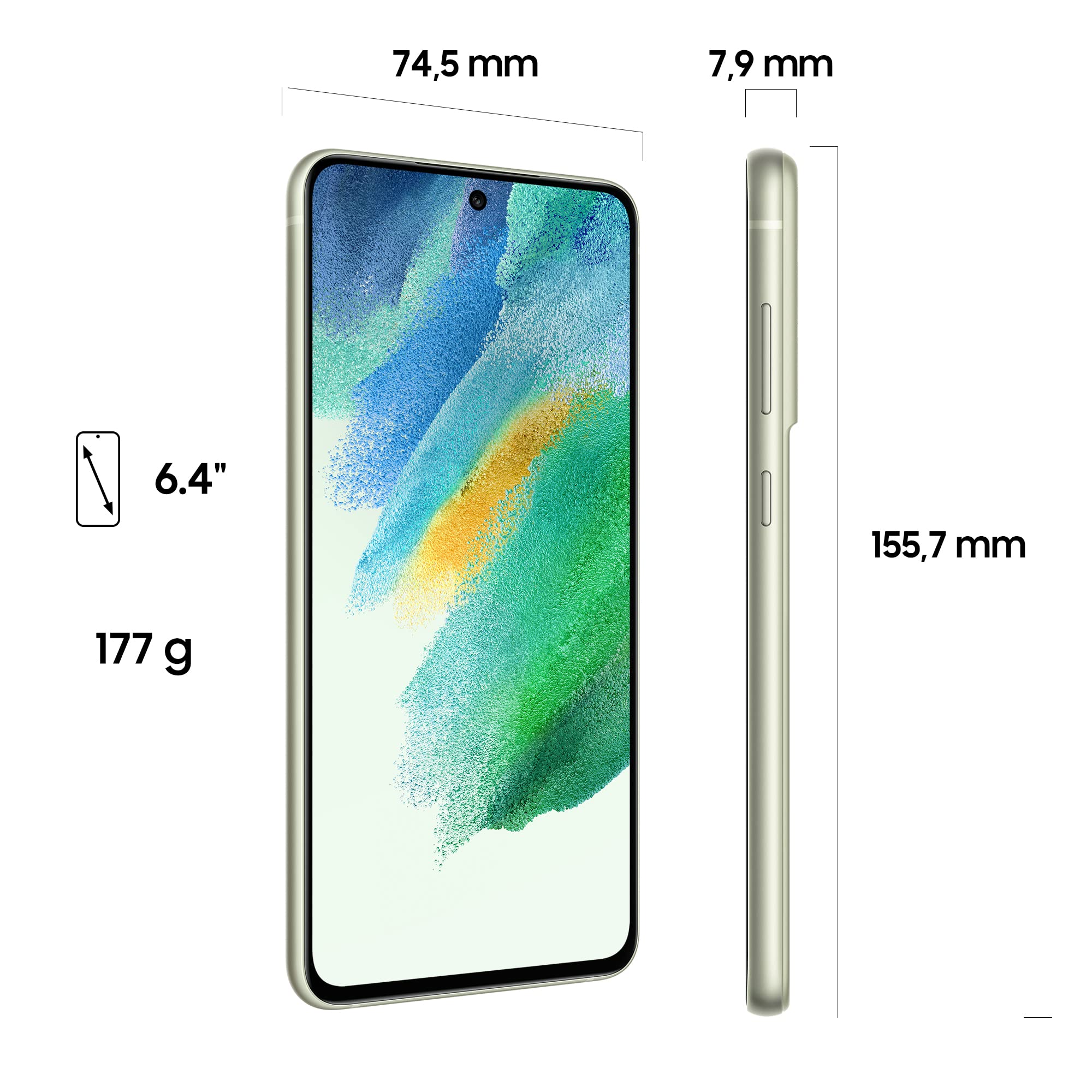Samsung Galaxy S21 FE 5G, smartfon z systemem Android, wyświetlacz Dynamic AMOLED 6,4 cala, akumulator 4500 mAh, 256 GB/8 GB RAM, telefon komórkowy w kolorze oliwkowym, w zestawie