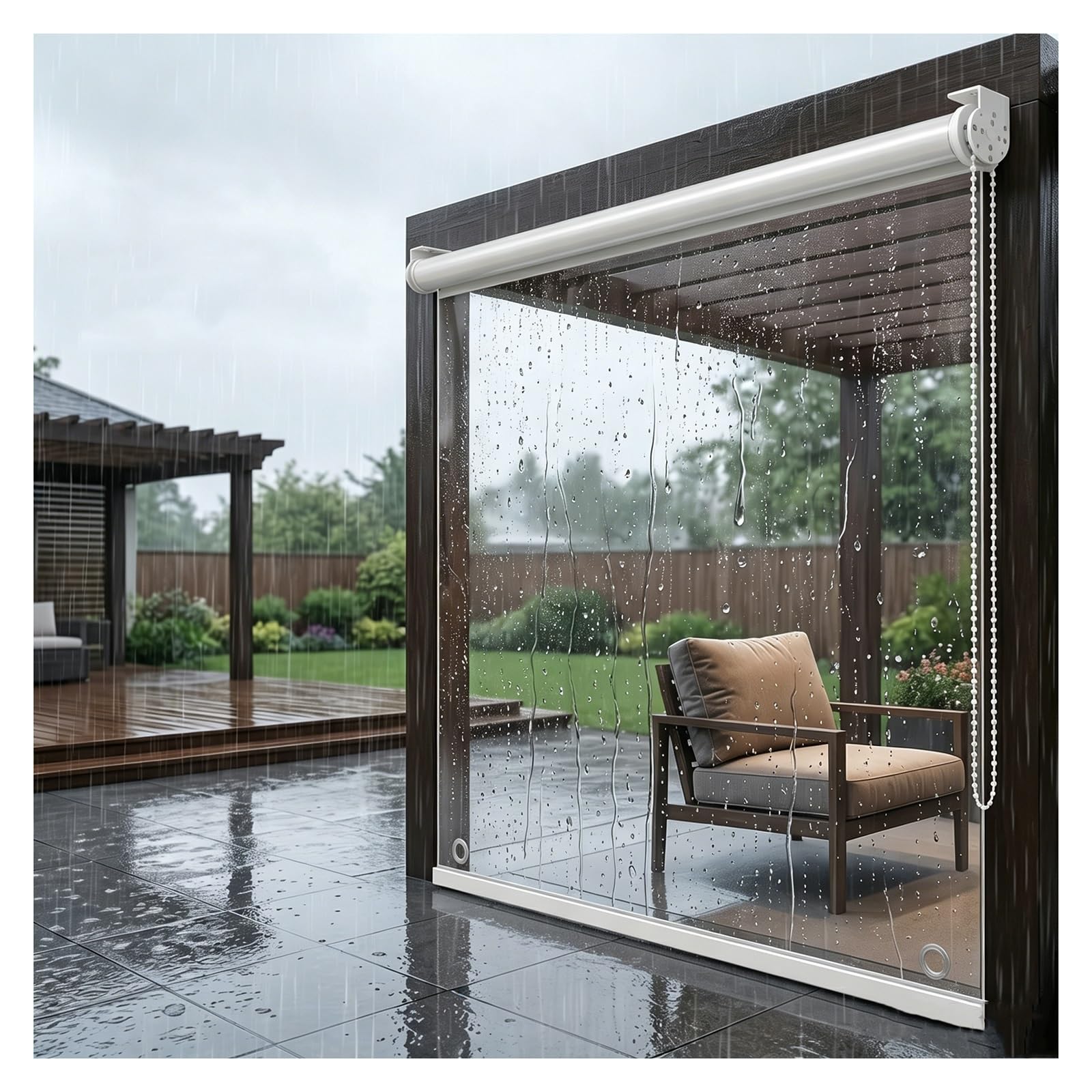 ZXCASDF Transparent waterproof roller blind，clear vinyl roller blinds，Roller Blind Outdoor PVC Clear，Waterproof Outdoor Pergola Patio Lift Curtain，with Fittings(W105*H120cm/W41.33*H47.24in)