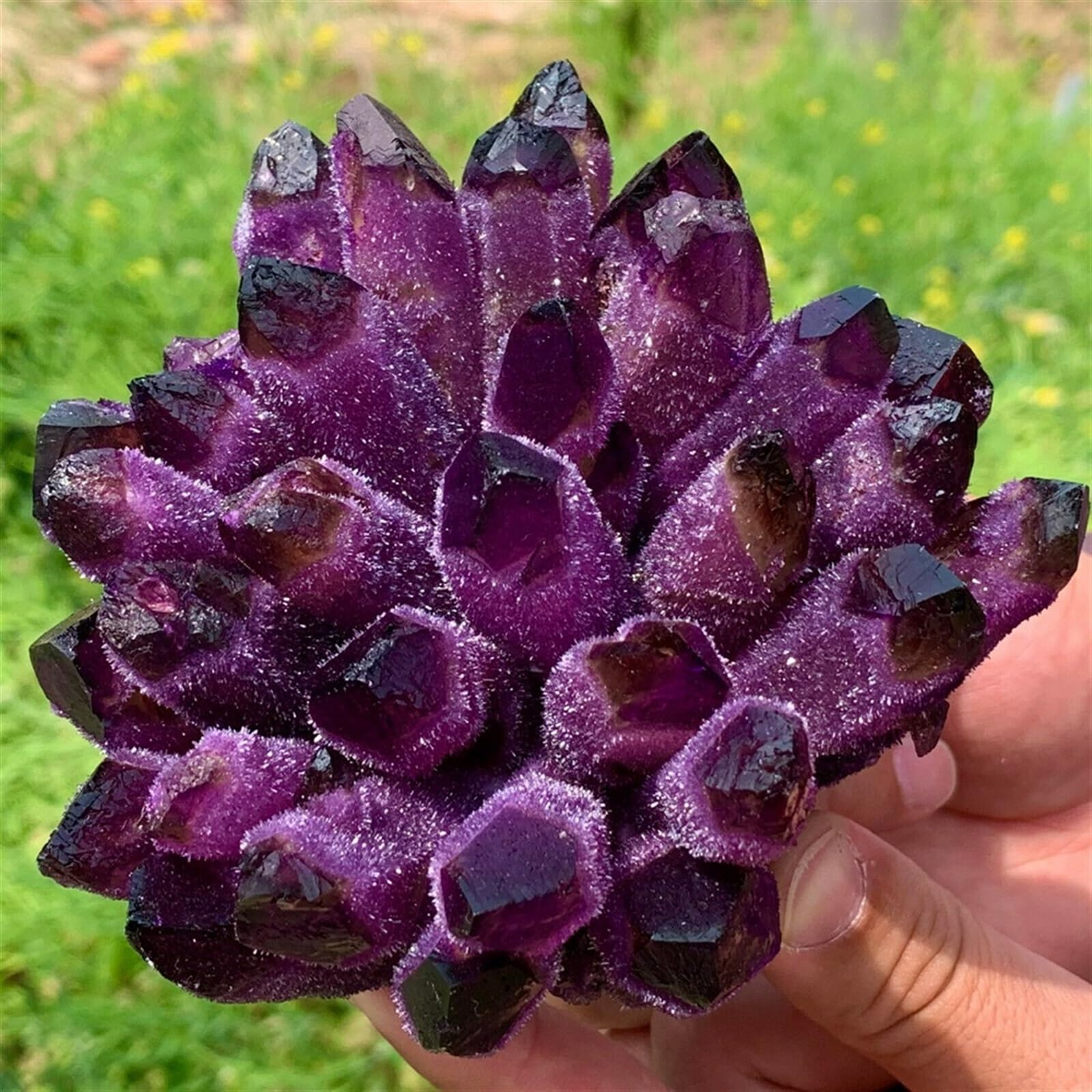 Adornos de cristal Espécimen curativo de racimo de cristal de cuarzo fantasma fantasma violeta natural hermoso cristal(400-450g)