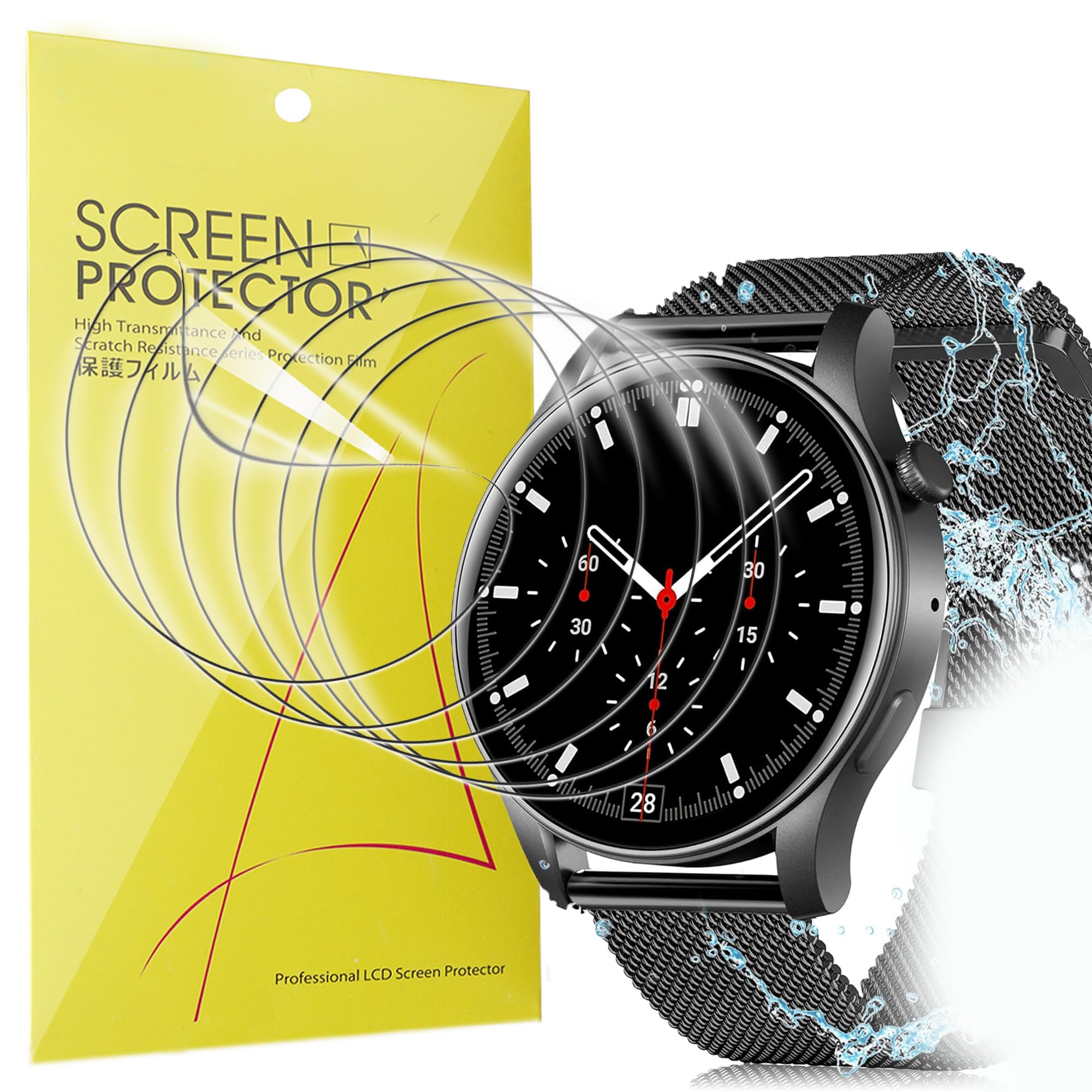 Lamshaw Compatible for VKAROOD Smart Watch Screen Protector, [6 Pack] Full Coverage TPU Clear Film Compatible with VKAROOD KC88 1.43 Inches Smart Watch (6 pack)