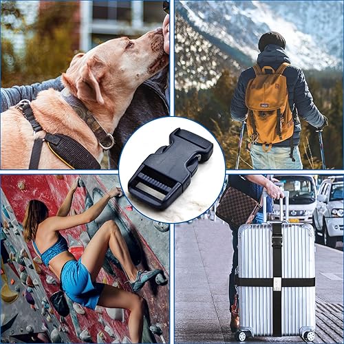 Miniatura 7 de Juego de correas de hebillas de 1 pulgada con correa de nailon de 10 yardas, 10 hebillas de plástico de liberación lateral rápida, 20 clips