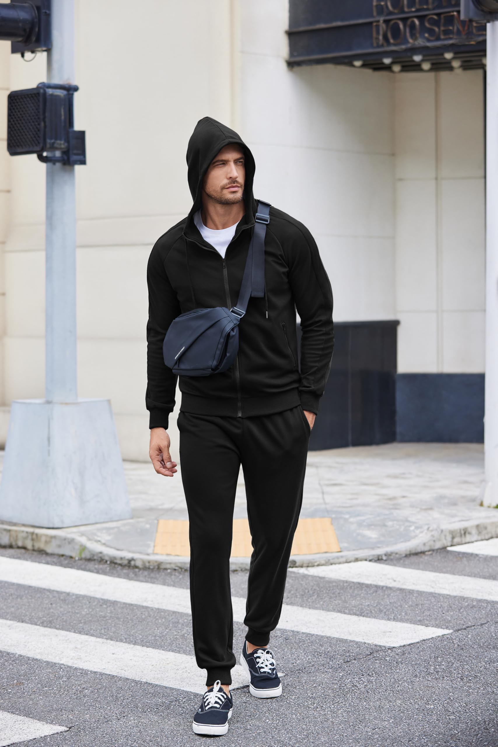COOFANDY Tuta Da Uomo Set 2 Pezzi Pantaloni Jogging Pantaloni Tuta Con Zip Intera Capispalla Atletica Con Tasche Laterali Manica Lunga Palestra Causale