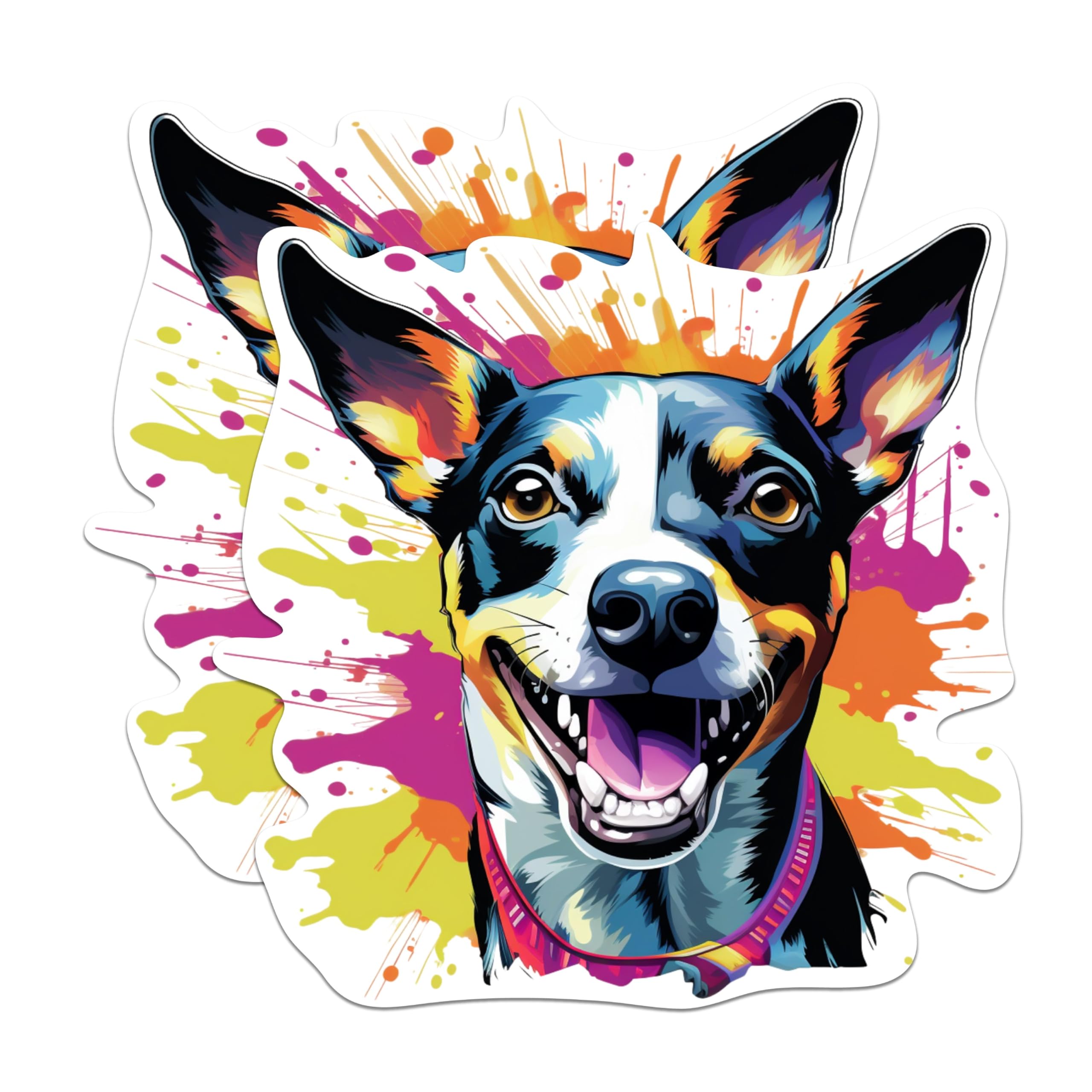 (2 Pack) Rat Terrier Dog Breed Stickers - 5 Inches On Longest Side - Choose from Over 100 Dog Breeds - for Cars, Trucks, Skateboards, Laptops - Made in USA - BMCS1928