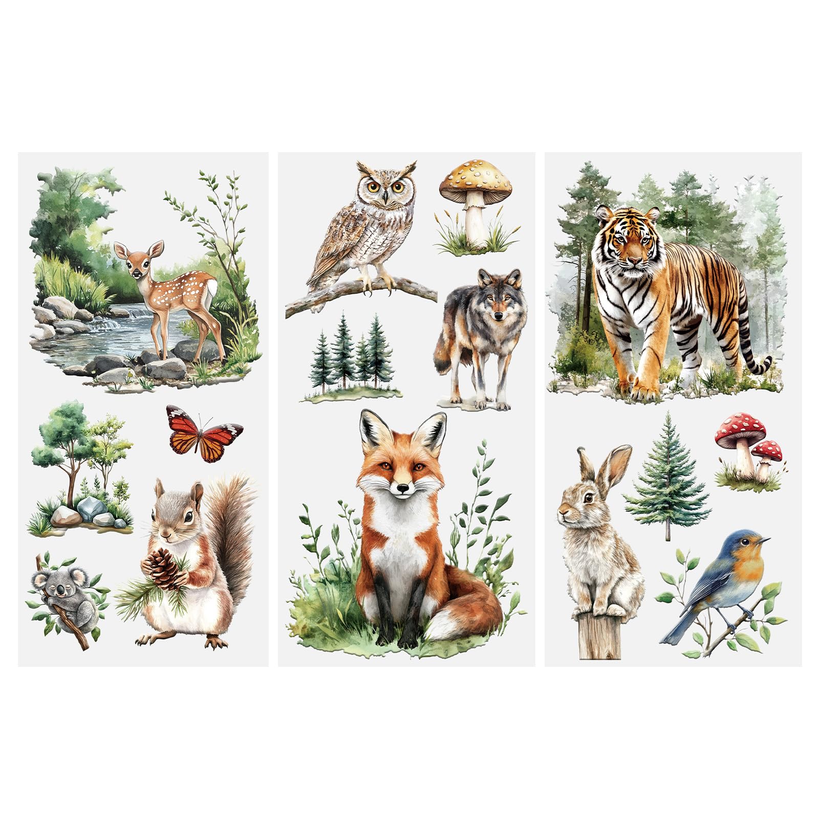 HICOHAND Rub on Transfers Stickers for Crafts Animal Theme Furniture Transfers Decor Decals for Glass Porcelain Wood Plastic Photo Albums Garden Door Bedroom Home Decor (Forest Animals)