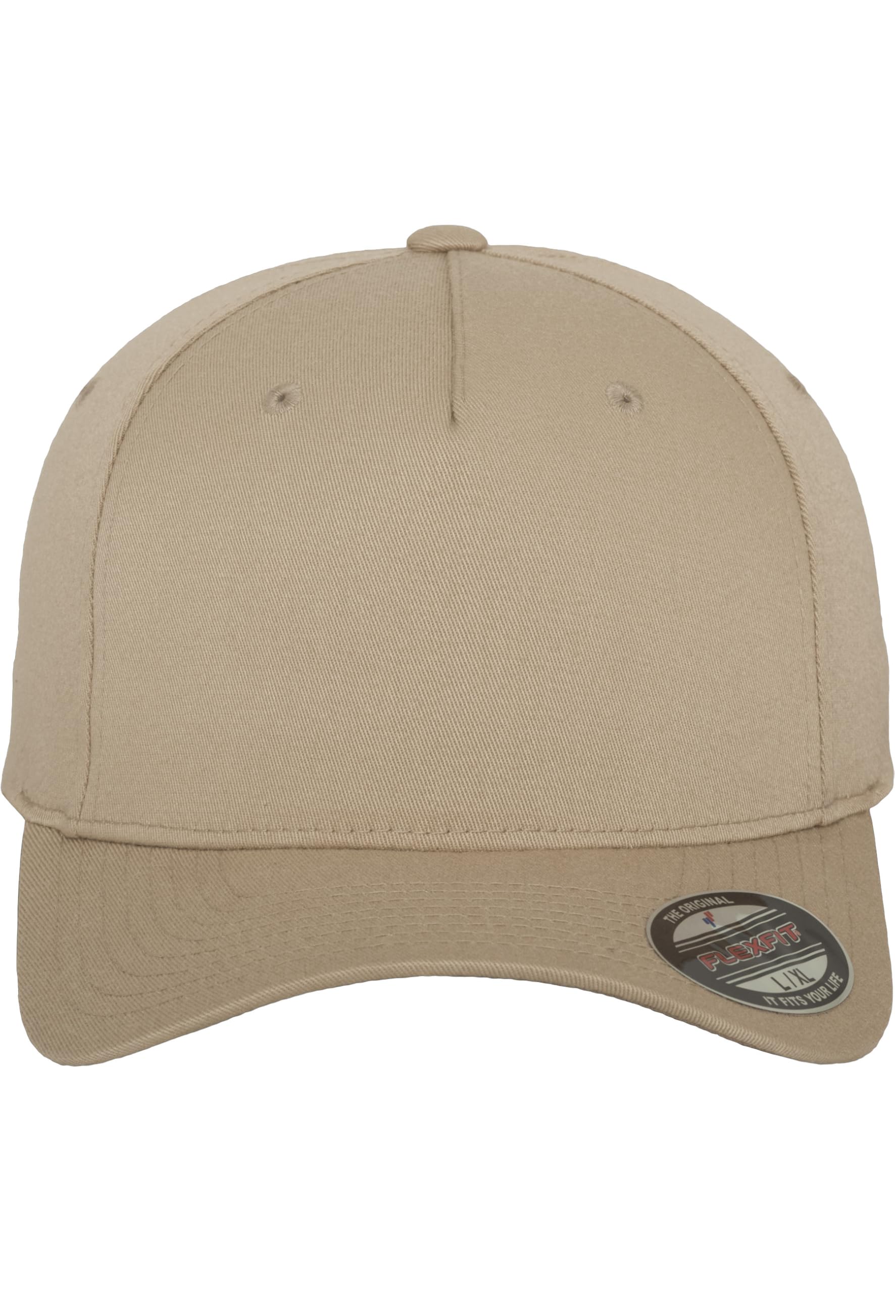 Flexfit 5 Panel Baseball Cap - Unisex Mütze, Kappe für Herren und Damen, einfarbige Basecap, rundum geschlossen - Farbe khaki, Größe L/XL