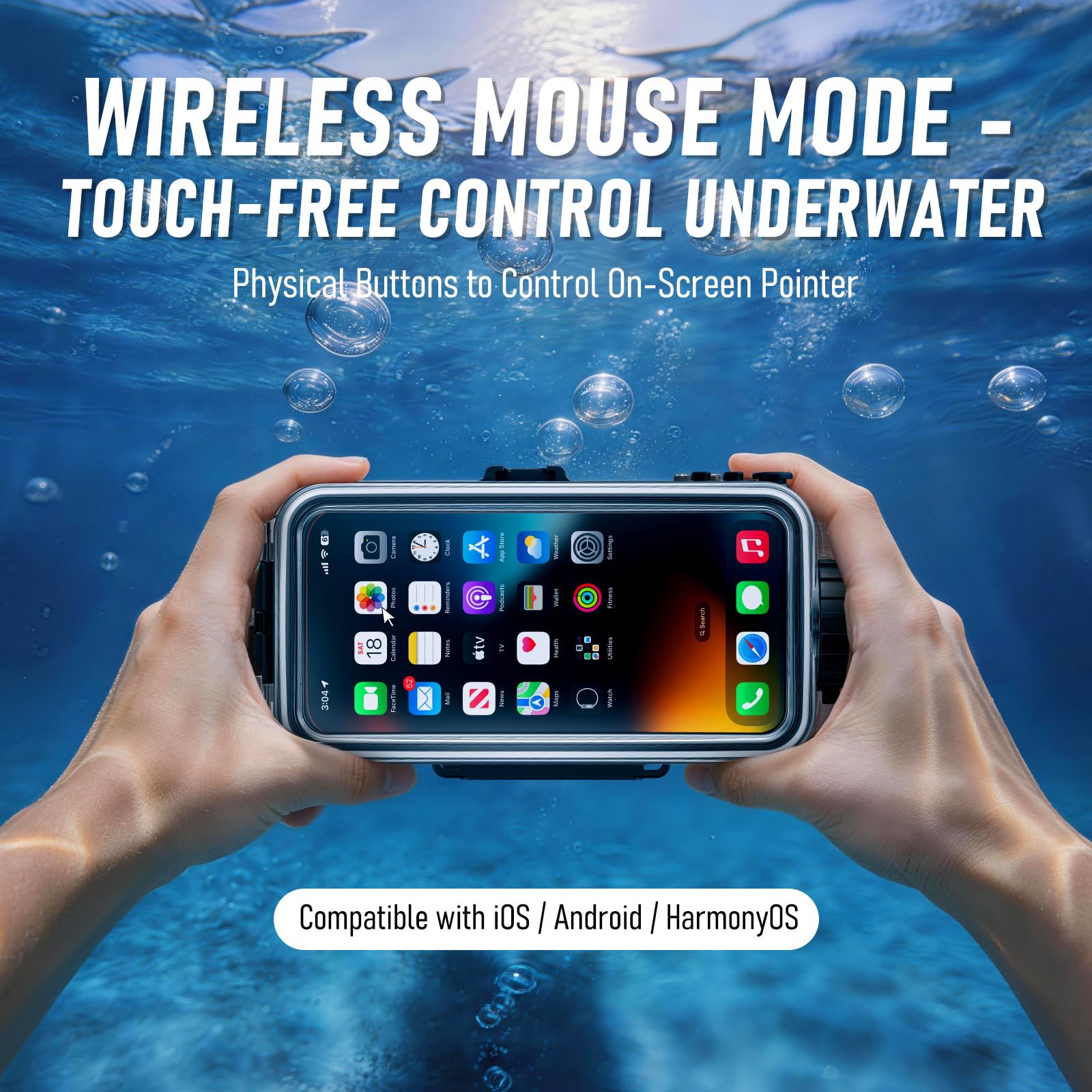 Sea Frogs podwodne etui na smartfon, wodoszczelne, 20 m, z czerwonym filtrem, kompatybilne z iPhone'em i systemem Android (czarne)