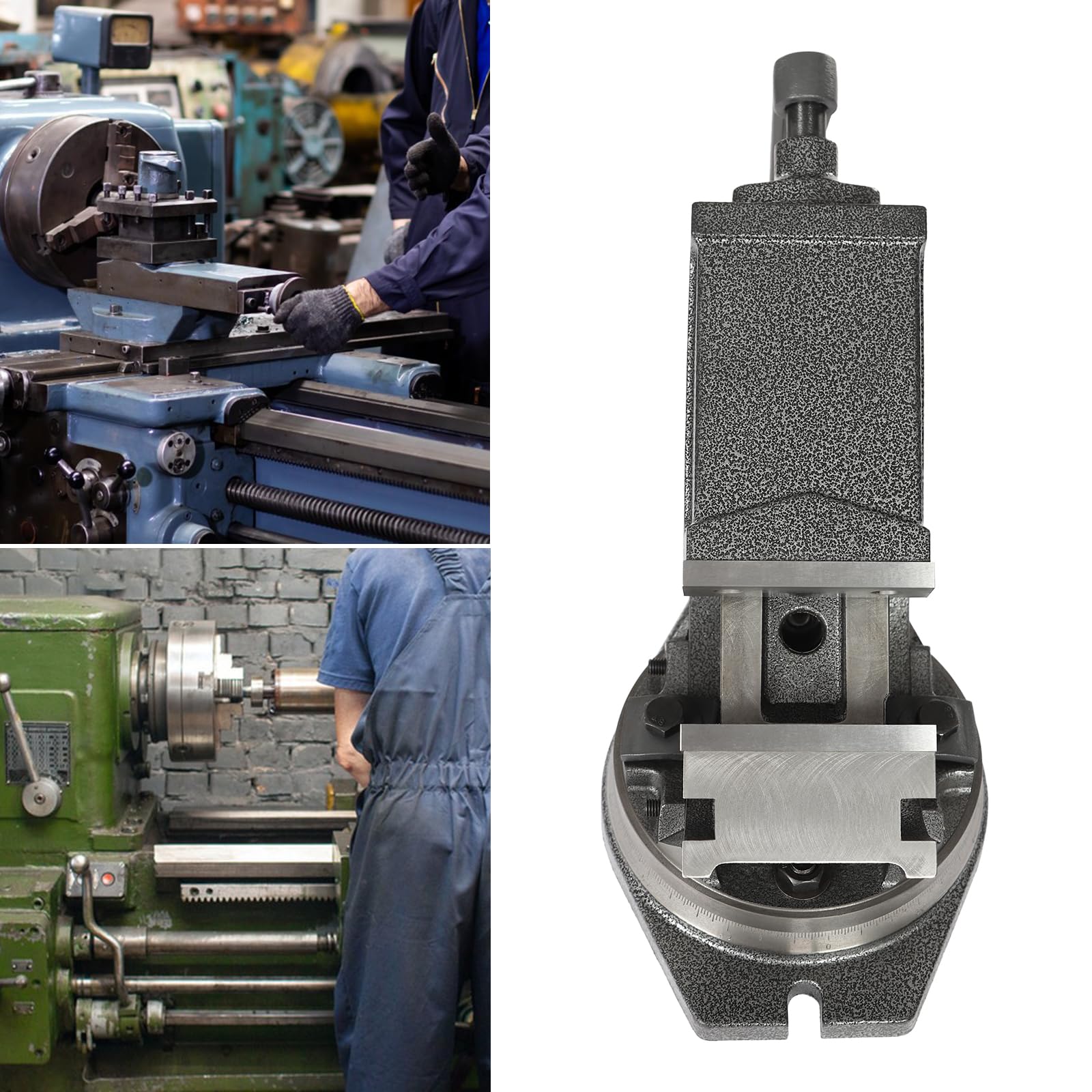 Tornillo de banco de trabajo profesional de hierro fundido, fuerza de sujeción de 19 KN, giratorio 360° e inclinable 0-90°, apertura máxima de mandíbula de 80 mm, herramienta manual de precisión para