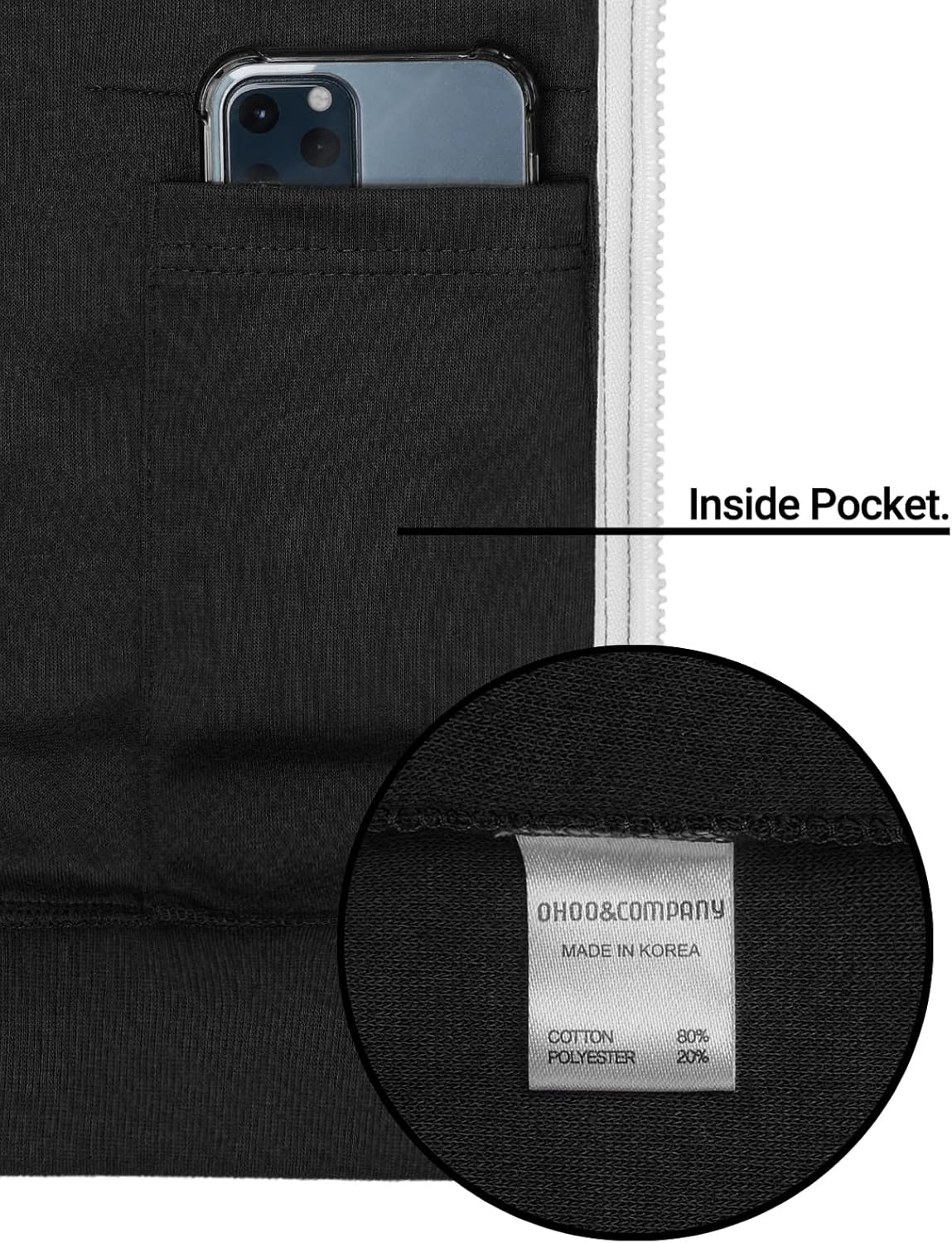 Ohoo Men's Slim Fit American Flag Hoodie Lightweight with Kangaroo Pocket Small Zip-up (Dcf072)-black