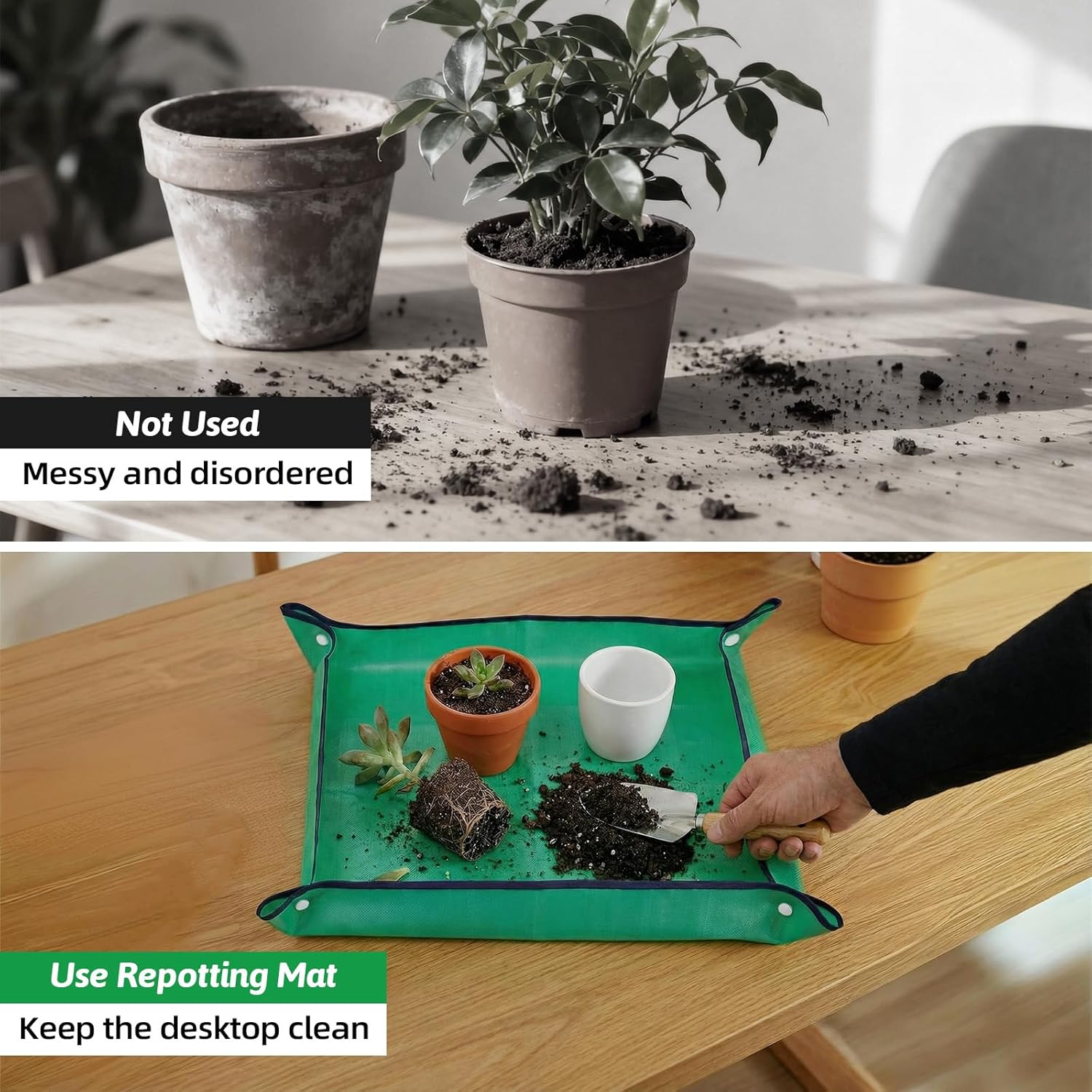Gardening Tools 10 Pack Heavy Duty Rust-Proof Garden Tool Set with Organizer Tote Bag,Sturdy Repotting Mat,Gardening Gifts for Women Mom(Green)