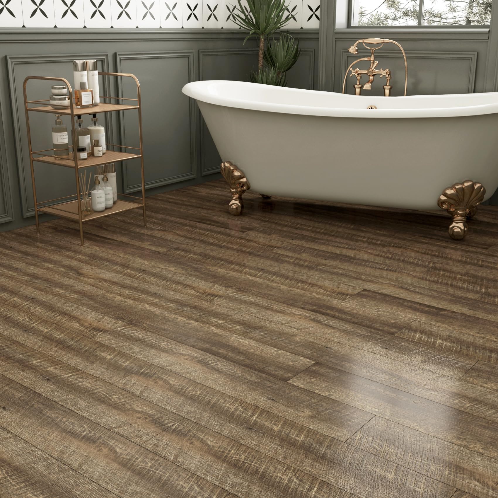 Yenhome 35 Pièces Dalle Vinyle Adhésive Marron Foncé en Bois Salon 30x30cm Lino Sol Adhesif pour Balcon Revetement Adhesif Sol Salle de Bain Imperméable pour Couloir Bureau Salon Résistant à l'Usure