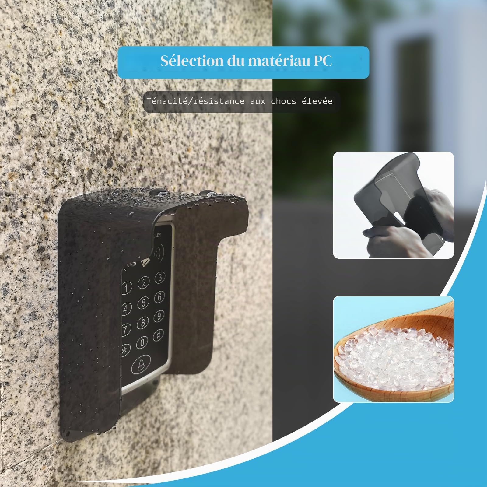 Vidéo Sonnette de Porte avec Protection Contre la Pluie et le Soleil, Sonnette de Porte avec Protection Contre la Pluie, Contrôleur d'Empreinte Digitale, Protection Contre la Pluie, Système de