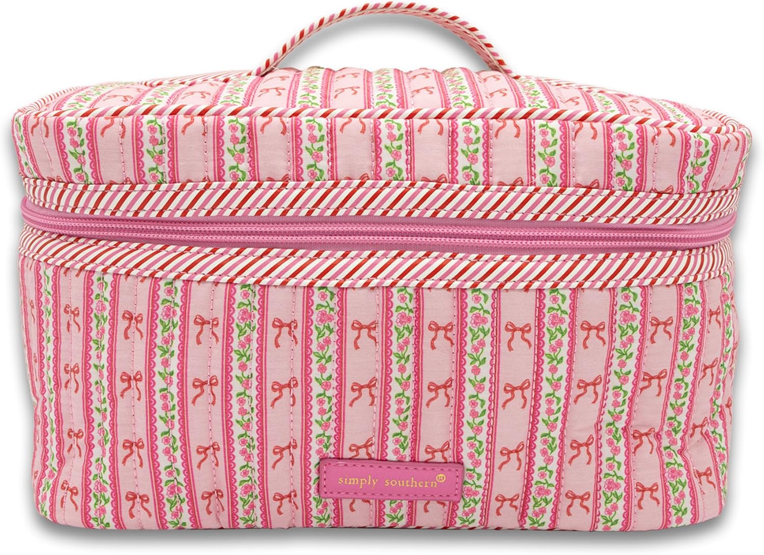 Simply Southern Blush Stripe Cosmo Quilted Make Up Travel Case