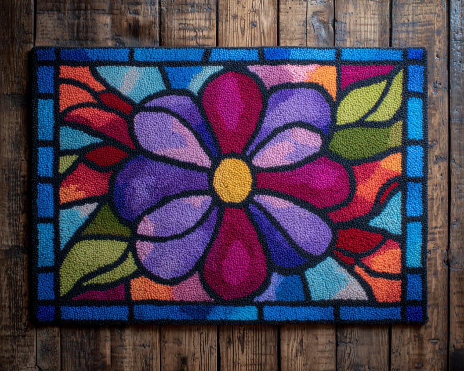 Wallphantom Latch Hook Kits for Adults Beginners Rug,Violet Flowers,Latch Hook Craft Kits Carpet Crochet Kits DIY Rug Making Needlework for Home Decoration,80x115cm