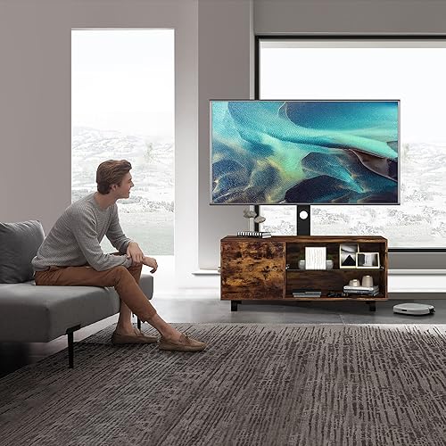 Miniatura 9 de Meihua Soporte de TV con soporte, centro de entretenimiento consola de soporte de TV con soporte giratorio para 32 a 65 pulgadas, soporte de