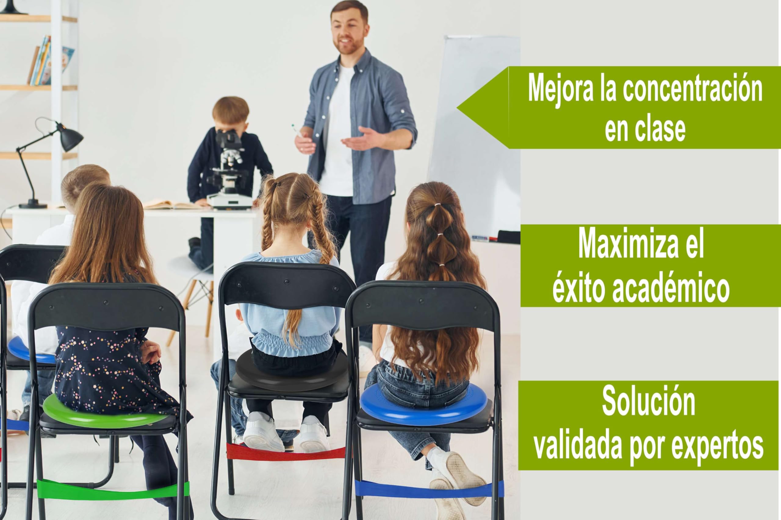 Cojín TDAH Niño y Bandas Elásticas | Maximice la Concentración | Canalice la Hiperactividad | Adaptabilidad Garantizada | Prosperación diaria