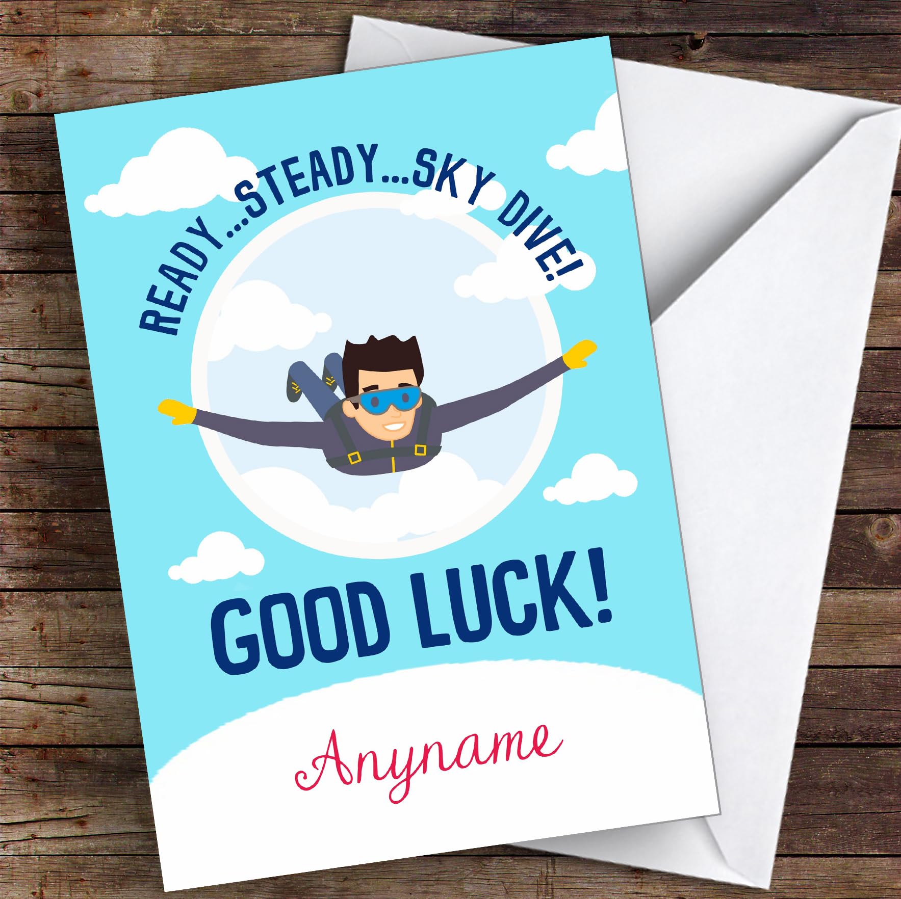 Sky Diving Challenge Male Good Luck Personalised Good Luck Card - Personalised Good Luck Card, Sending Luck, Custom Good Luck Card