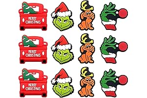 Christmas Silicone Beads, 12 PCS Grinch Silicone Focal Loose Beads Accessory for...