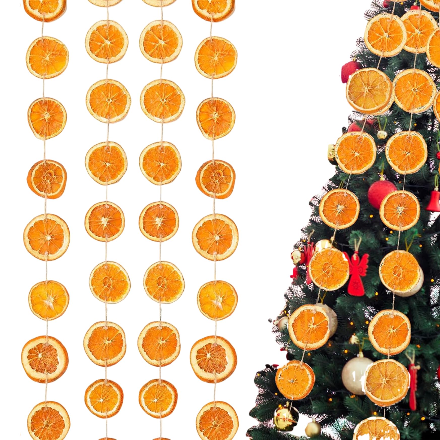 CAKEEYUM Christmas Tree Garland 30 Slice Lifelike Artificial Orange Garland 8.9ft Long Realistic Orange Decor for Tree, Wall, Doorway, Window for Decoration, Christmas