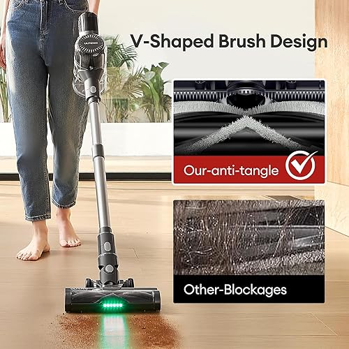 Miniatura 4 de Ultenic Aspiradora inalámbrica, aspiradora de 550 W 50 Kpa con pantalla de tablero de automóvil, cepillo sin enredos para pelo de mascotas, máximo