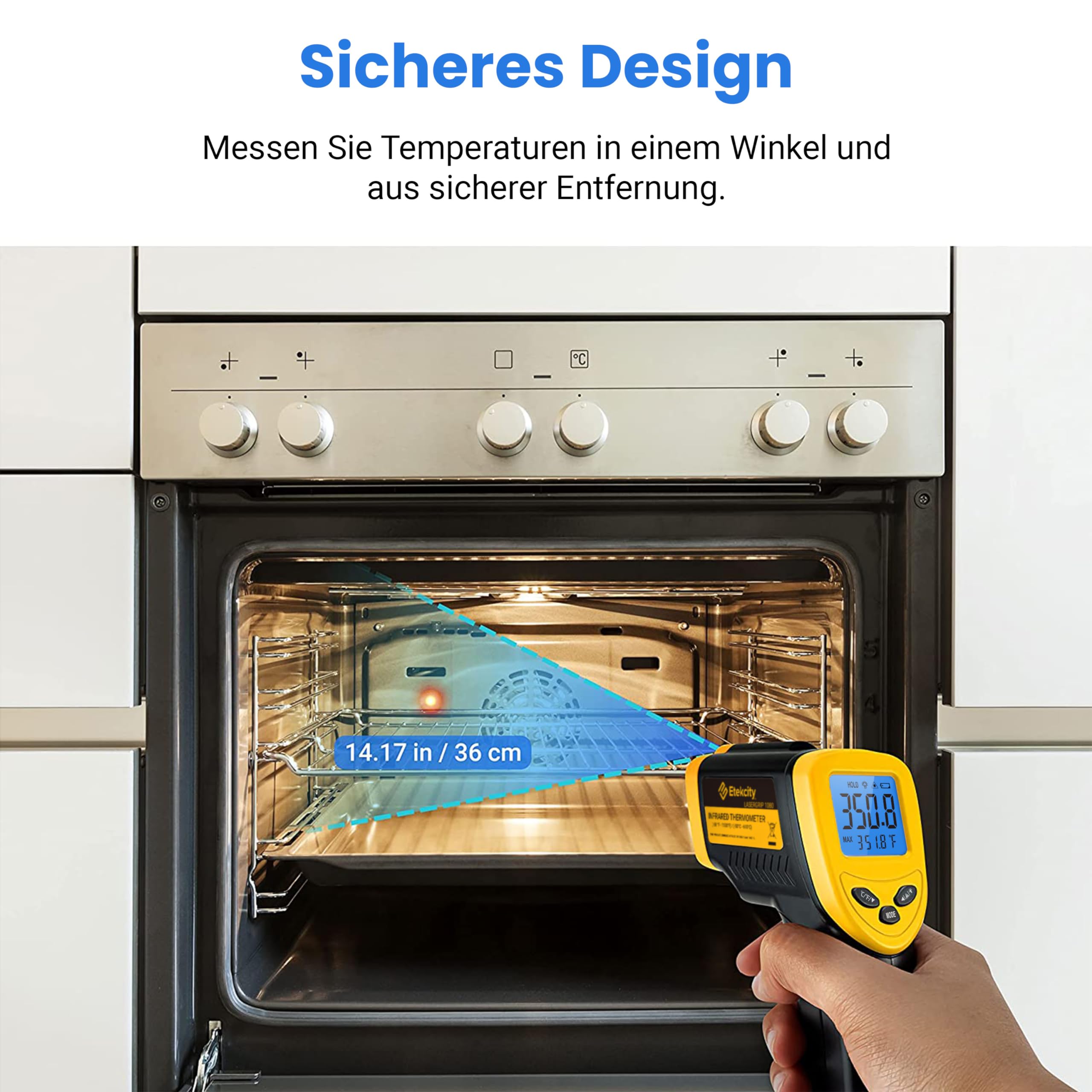 Etekcity Infrarot Thermometer -50 bis +610°C, Digital IR Pyrometer berührungslos Temperaturmessgerät, LCD Beleuchtung (Nicht für Menschen) für Kochen/Pizza Oven/Gefrierschrank/Industrie