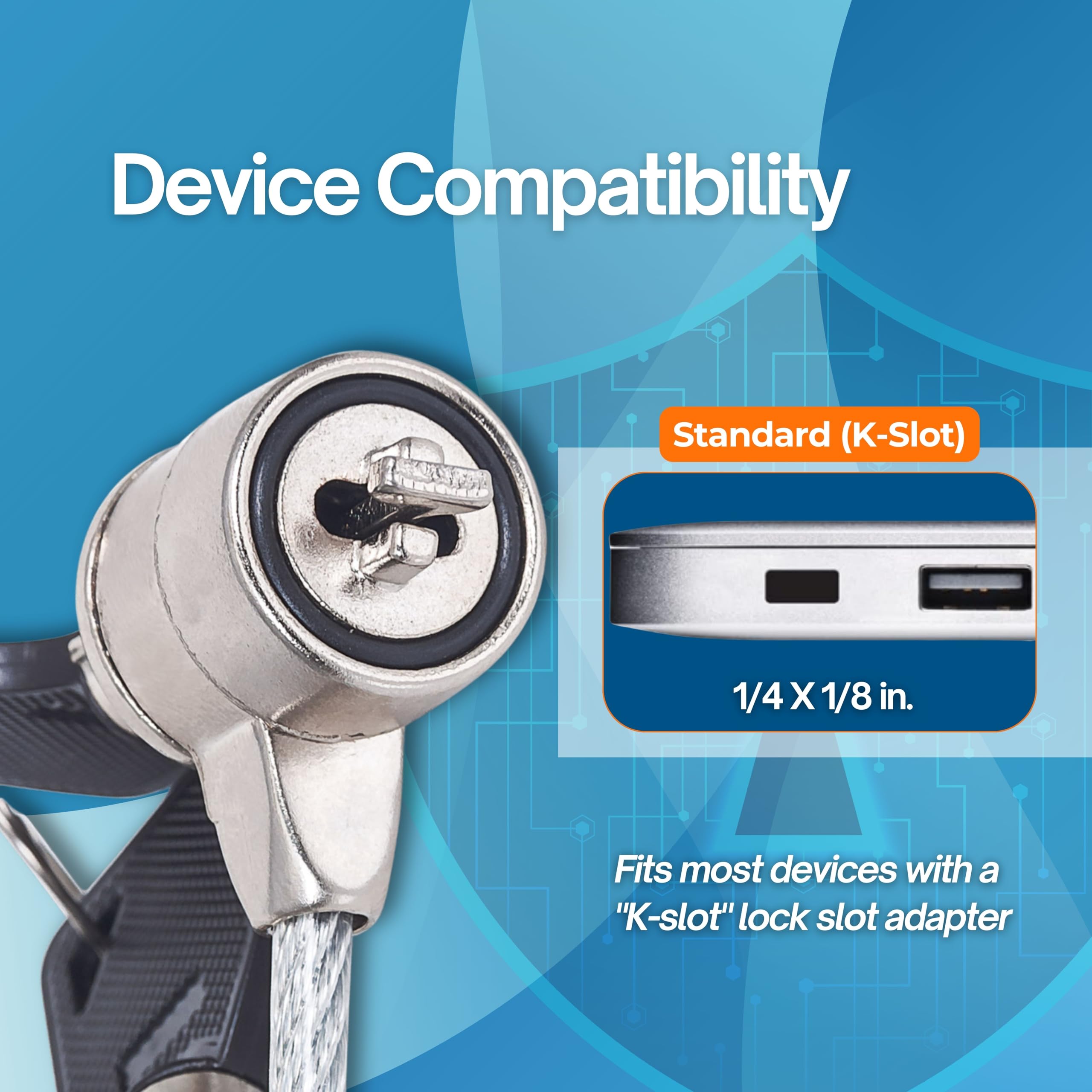 Lucchetto Per Notebook Manhattan - Cavo Acciaio 1.4m Con Chiave, Sicurezza Per PC E Device - Foto 8