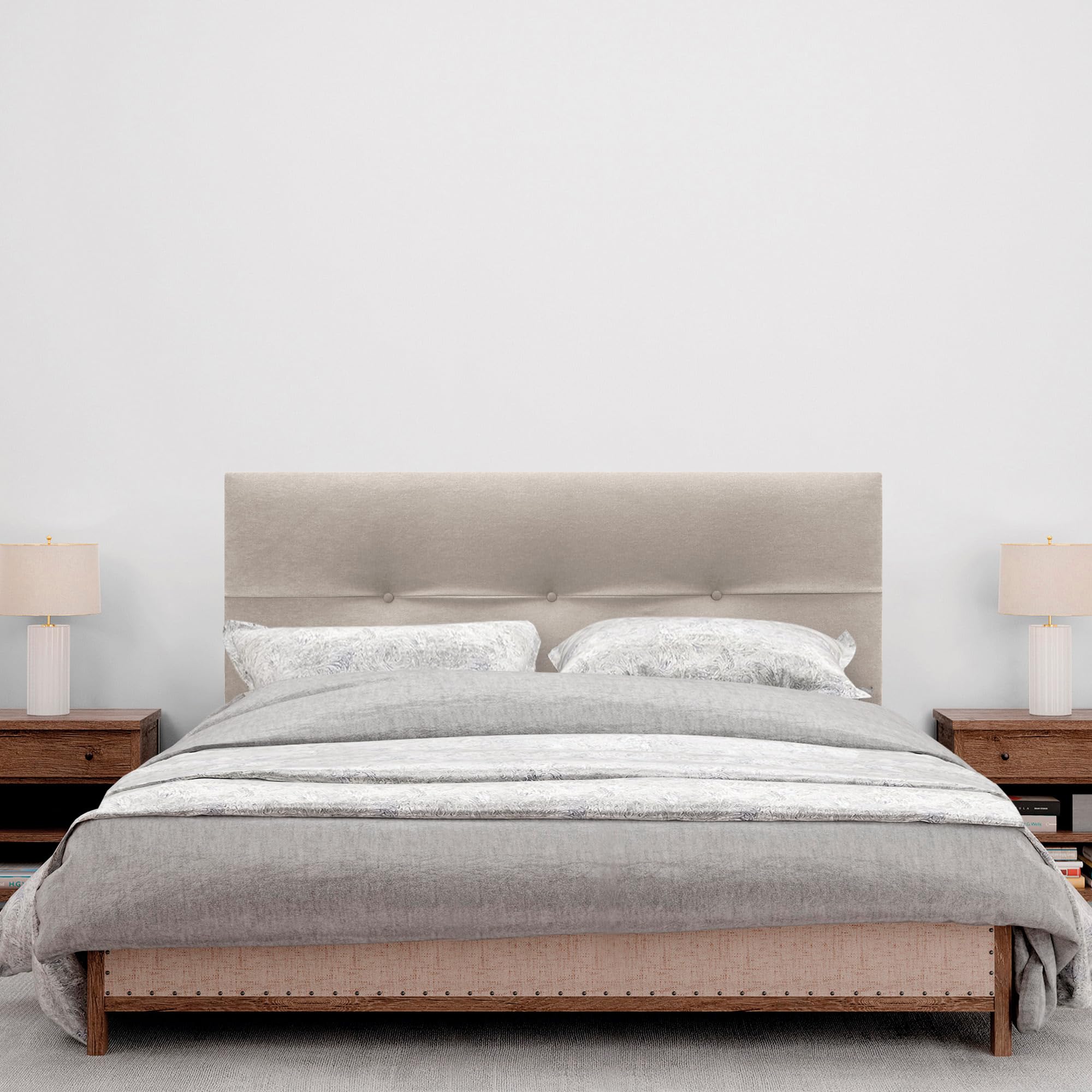 DHOME Cabecero de Polipiel o Tela AQUALINE Pro cabeceros Cabezal tapizado Cama Lujo (Tela Beige, 135cm (Camas 120/135/140))