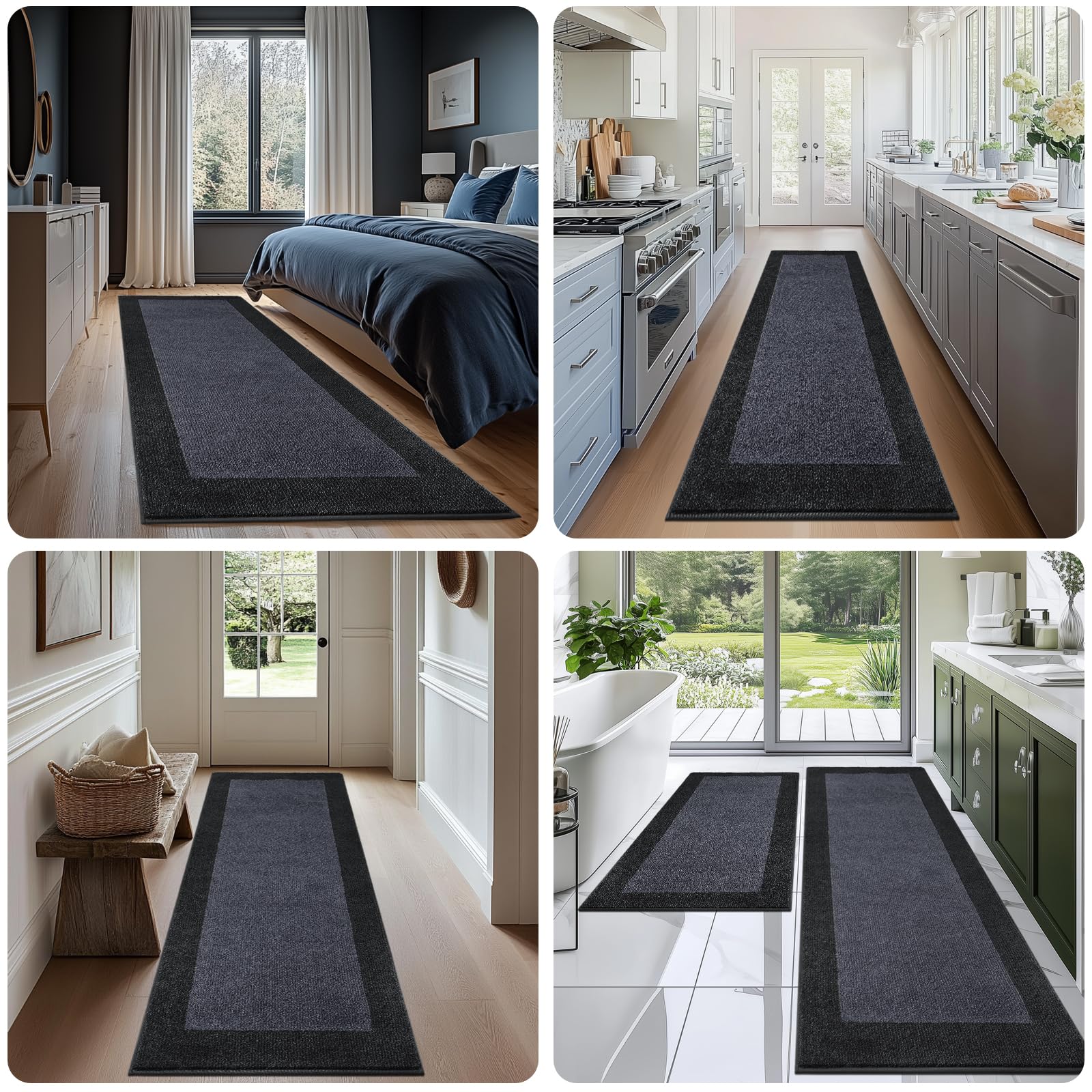 Tappeto Antiscivolo e Lavabile in Lavatrice 60 x 213 cm, Tappetino d'Ingresso Assorbenti per Cane, Corridoio, Bagno, Cucina, (Imballaggio Rotolo)