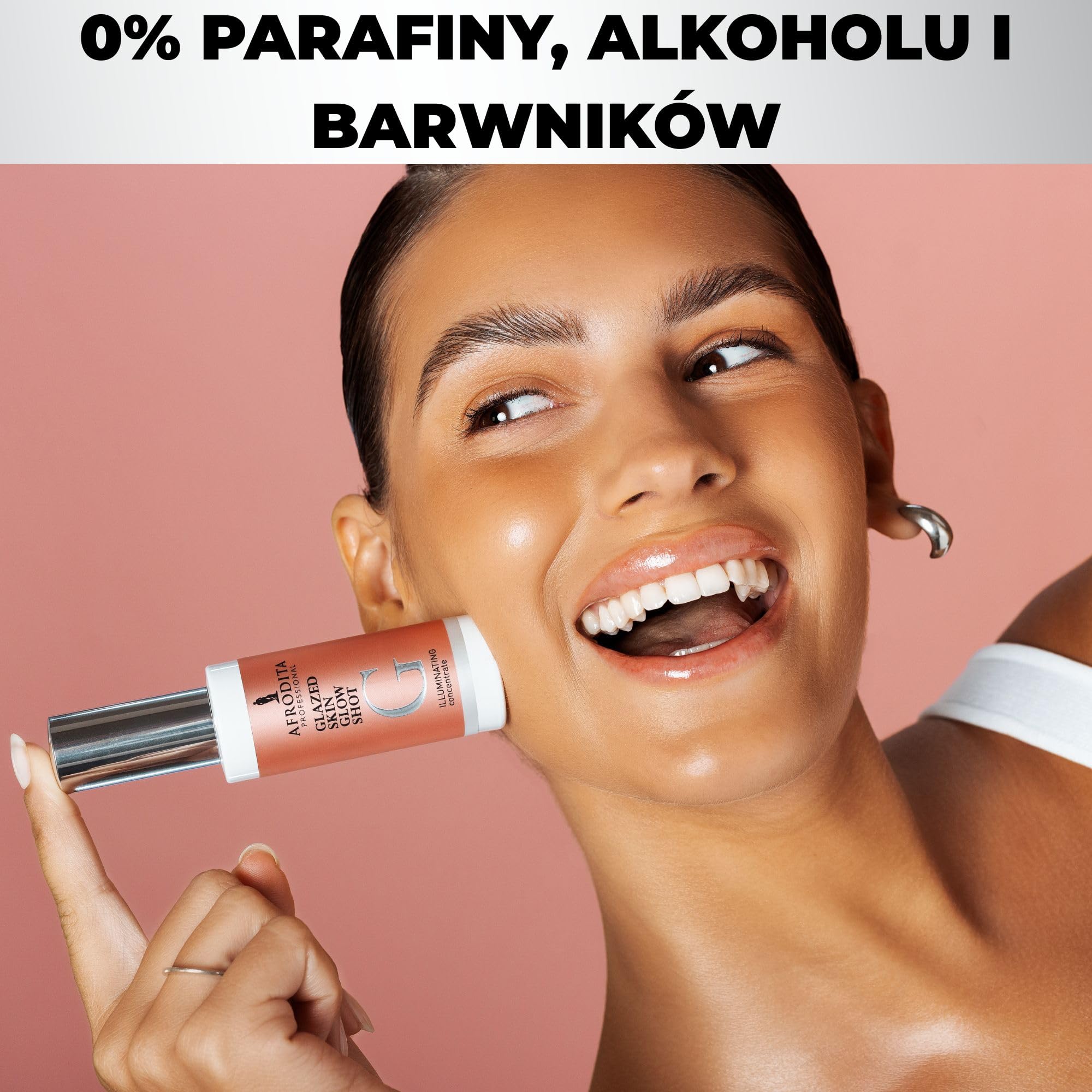 Afrodita Professional Glazed Skin Glow Shot serum do twarzy, Glow koncentrat z niacynamidem, peptydami, kwasem migdałowym i kwasem laktobionowym, zapewnia promienny, równomierny wygląd skóry szklanej
