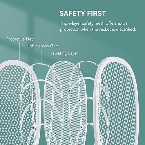 Miniatura 7 de ZAPGEAR Matamoscas eléctrico recargable por USB, 1200 mAh con base de carga, lámpara de noche para el hogar, exterminador de mosquitos de 3000