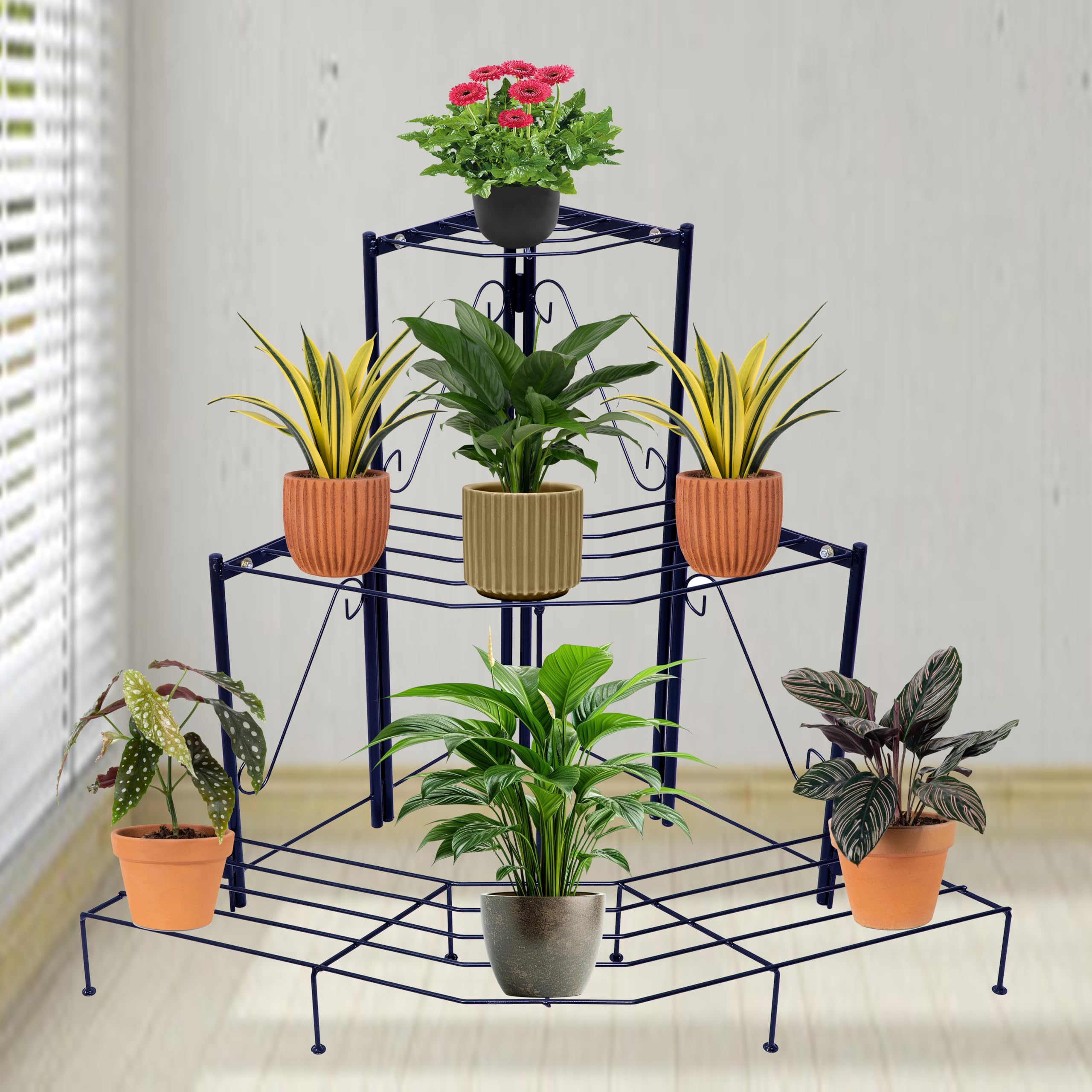 D&V ENGINEERING - Creative in innovation Metal Corner Plant Stand flower pot stand 3-Tier Rack Perfect for Patio Garden Balcony (Black) (B09MBRZDBS) Amazon Price History, Amazon Price Tracker
