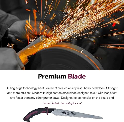 Miniatura 3 de CustomGrips Sierra de mango profesional de 10.5 pulgadas, ideal para poda, horticultura, poda de árboles, camping, jardinería, carpintería con hoja