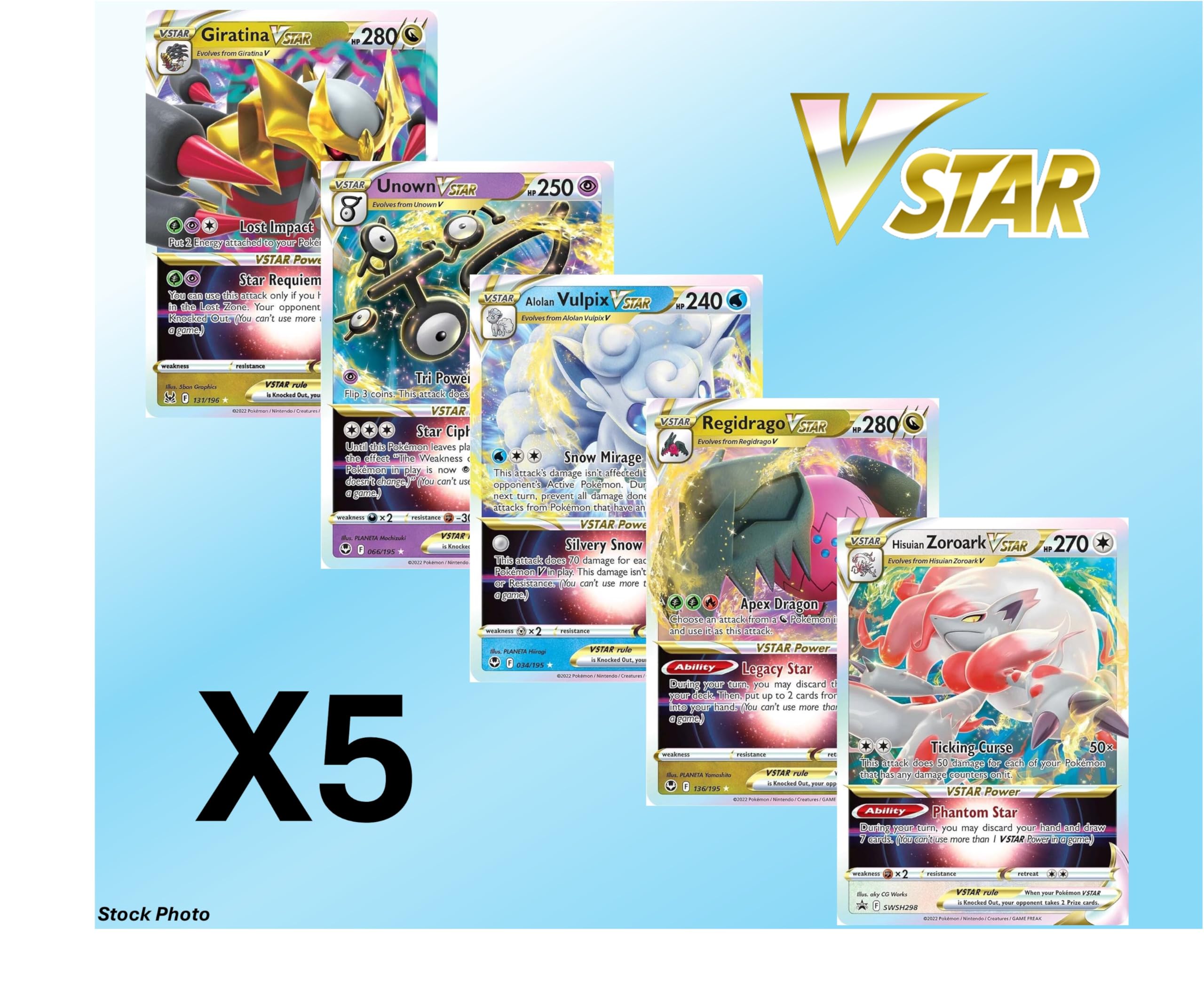 Pokémon 5 x VMAX / VSTAR kart seti, yinelenmemiş : Amazon.com.tr