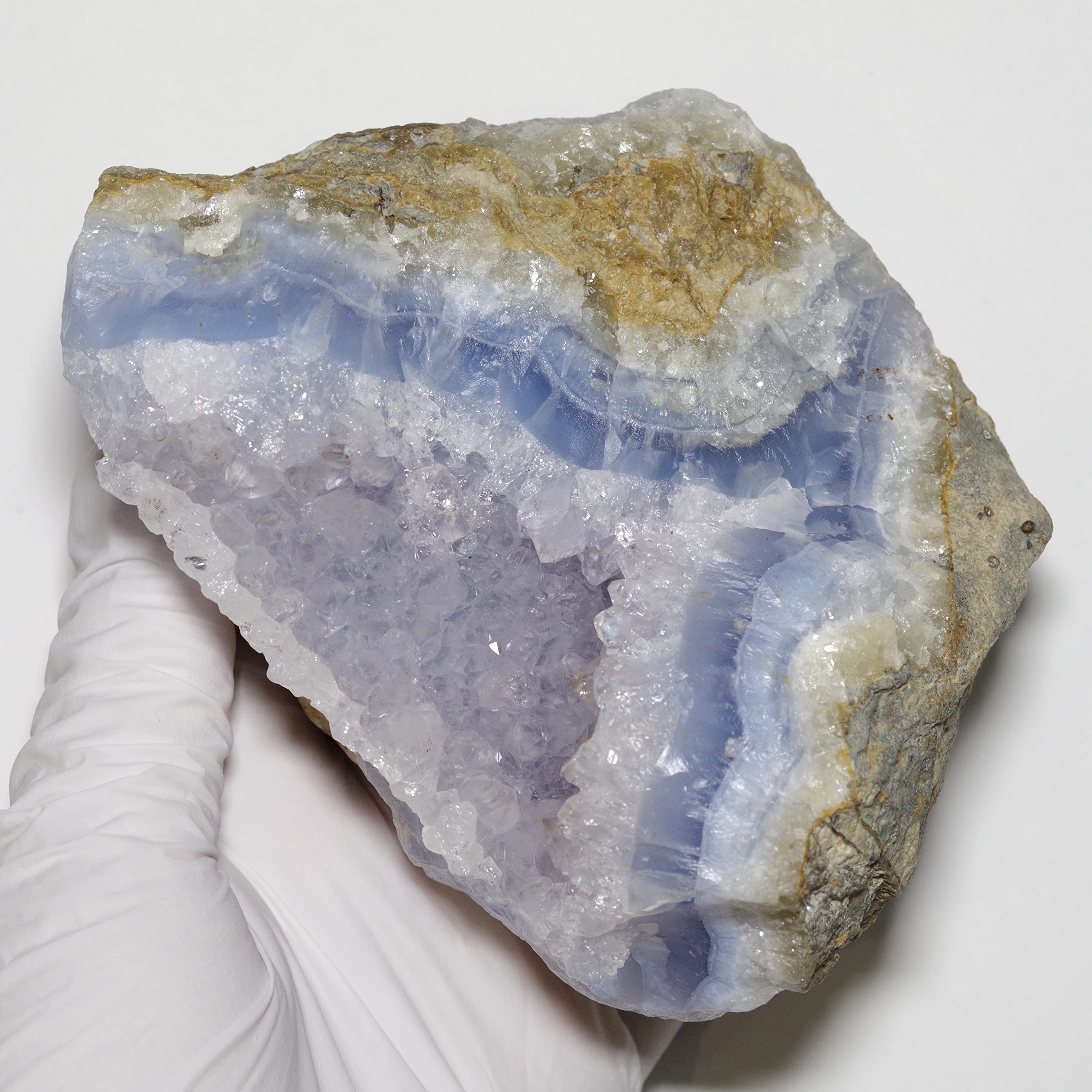 ブルーアゲートジオード 天然の海の青と白の瑪瑙のレースが付いたブルーアゲートジオード